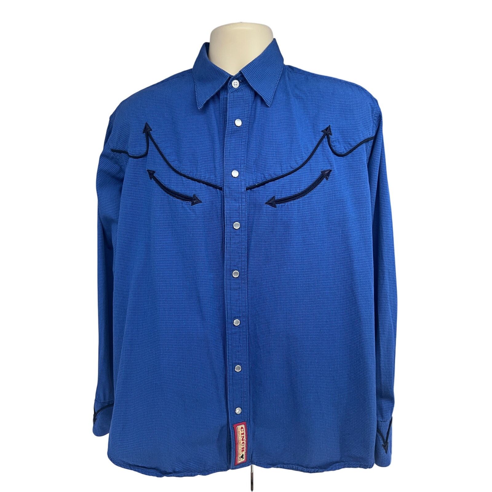 CINCH Cinch Blue Western Rockabilly Cowboy Pearl Snap Shirt Medium Size US M / EU 48-50 / 2 - 1 Thumbnail