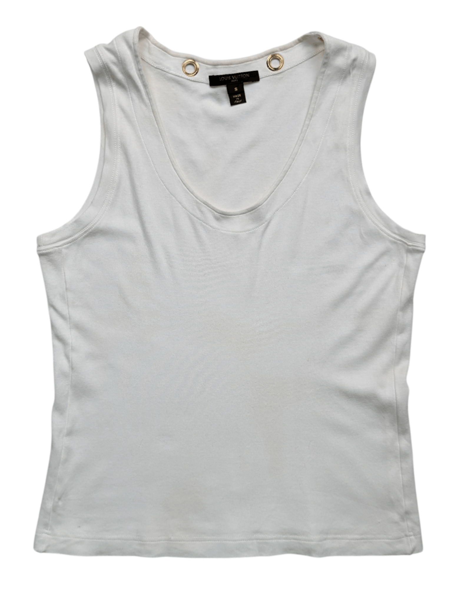 Louis Vuitton Louis Vuitton White Tank Top With Gold Metal Eyelet Size S / US 4 / IT 40 - 1 Thumbnail
