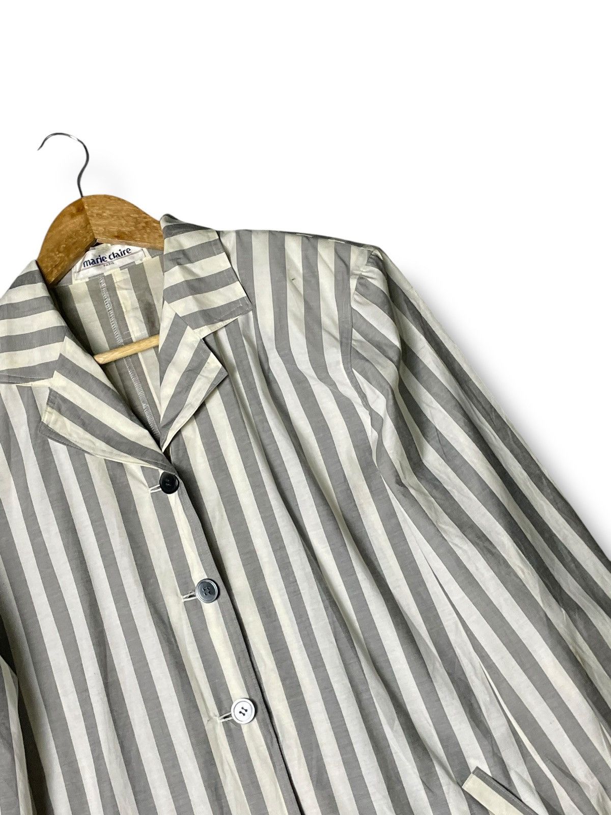 Japanese Brand × Vintage Marie Claire Cotton Stripe Long Coat (70) Size US S / EU 44-46 / 1 - 2 Thumbnail