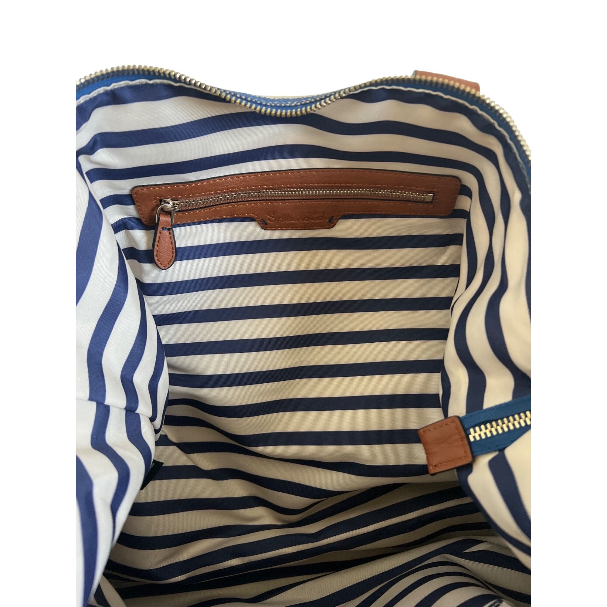 Splendid Splendid Nautical Striped Canvas & Leather Weekender Bag Size ONE SIZE - 4 Thumbnail