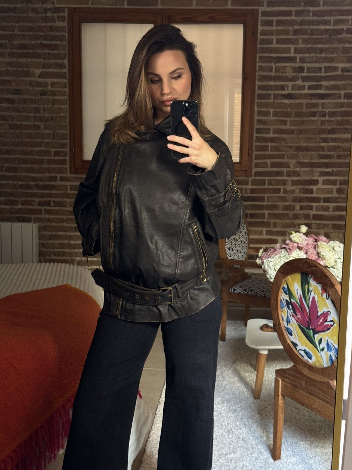 Pinko Pinko Bora Chiodo Leather Jacket Black Size S / US 4 / IT 40 - 6 Thumbnail
