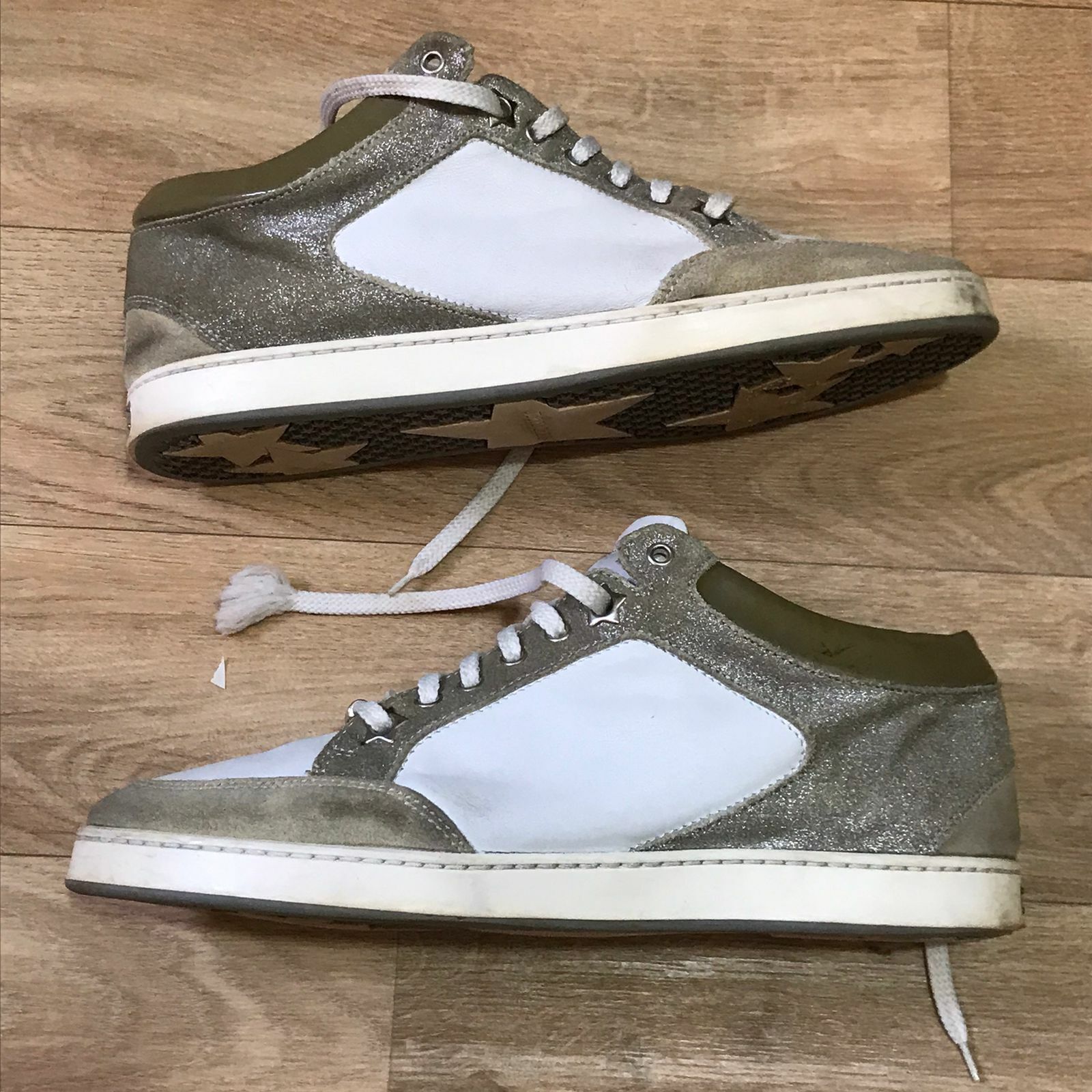 Jimmy Choo JIMMY CHOO Miami Sneaker SHOES WOMENS WHITE GREEN Leather Size US 7.5 / IT 37.5 - 2 Thumbnail