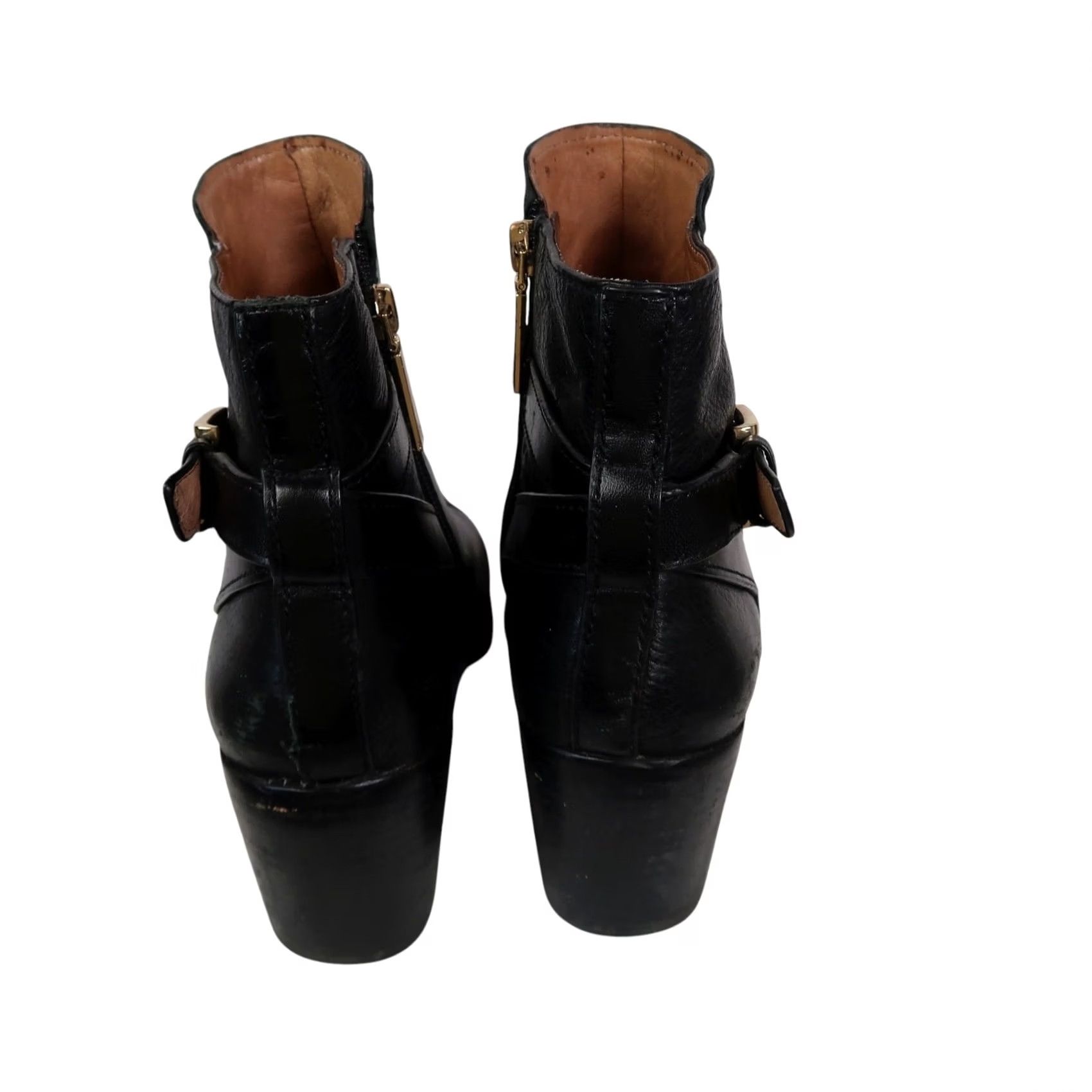 Vintage Louise et Cie Zalia Black Leather Heeled Ankle Boots Zip Closure 9 Women Boots Mid Heel Casual Fall Spring Women Size US 9 / IT 39 - 6 Thumbnail