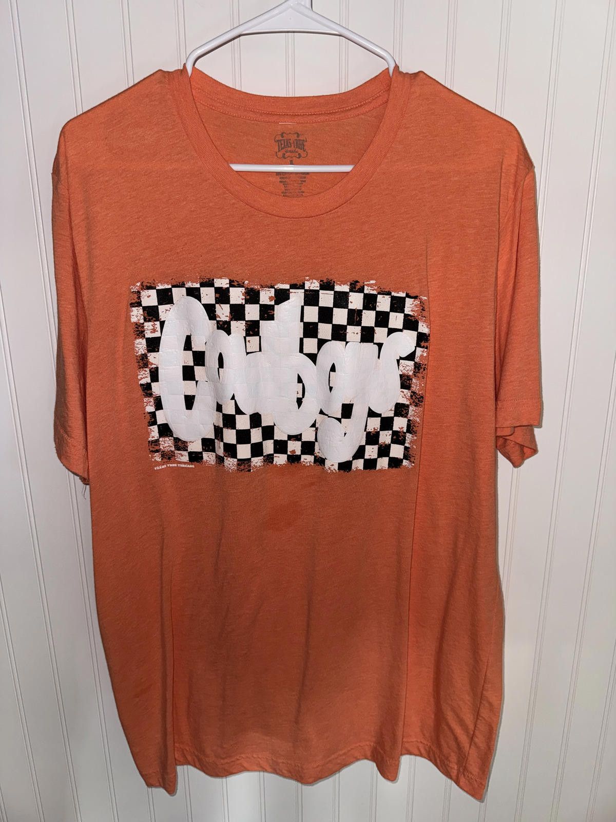 Other Texas True Orange Graphic T-Shirt with Checkered Design Size XL / US 12-14 / IT 48-50 - 1 Thumbnail
