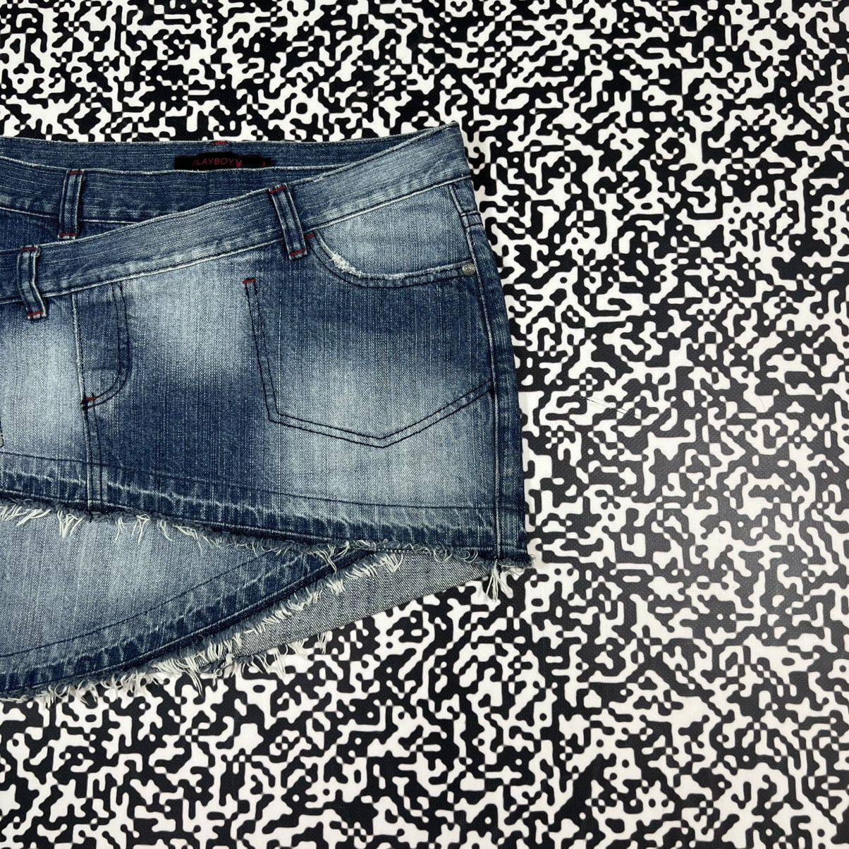 Playboy Vintage Y2K Playboy Sexy Style Denim Japanese Mini Skirt Size 28" / US 6 / IT 42 - 10 Thumbnail