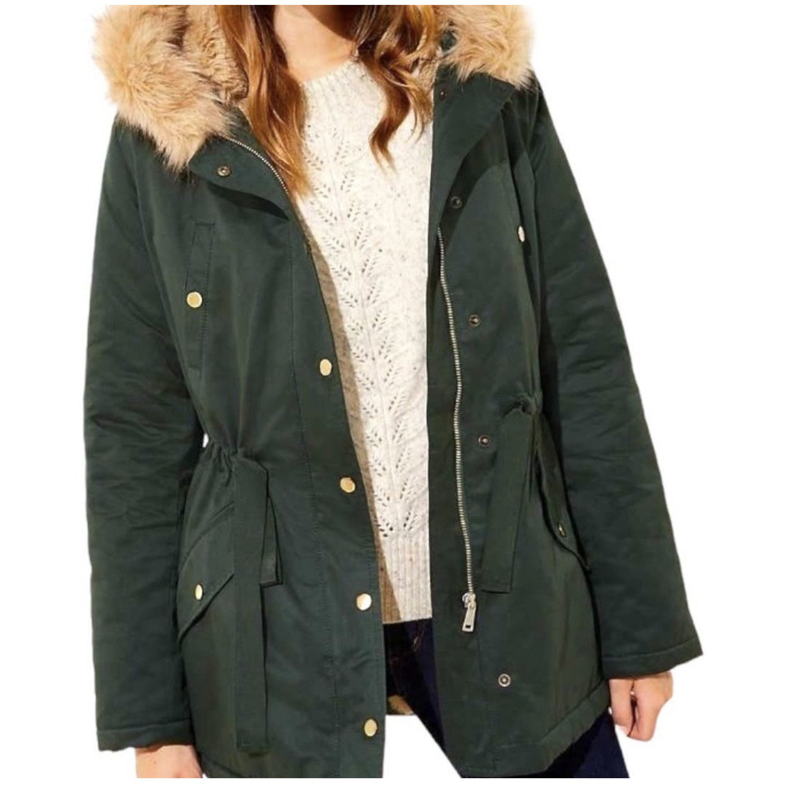 Loft LOFT Coat XSP Green Faux Fur Lined Hooded Parka Canvas Size XS / US 0-2 / IT 36-38 - 1 Thumbnail