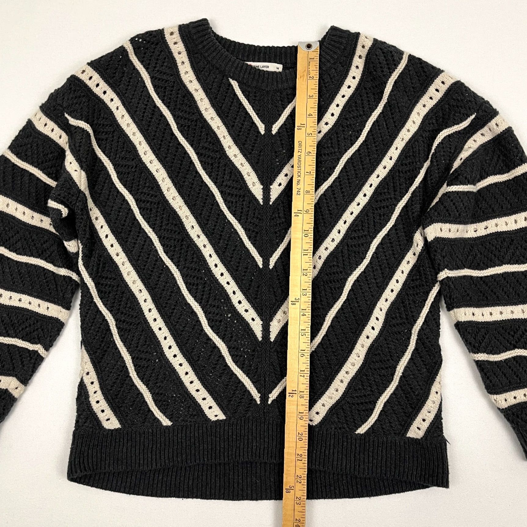 Marine Layer Marine Layer Brooke Sweater Womens Medium Stripe Textured Knit Wool Blend Beachy Size M / US 6-8 / IT 42-44 - 3 Thumbnail