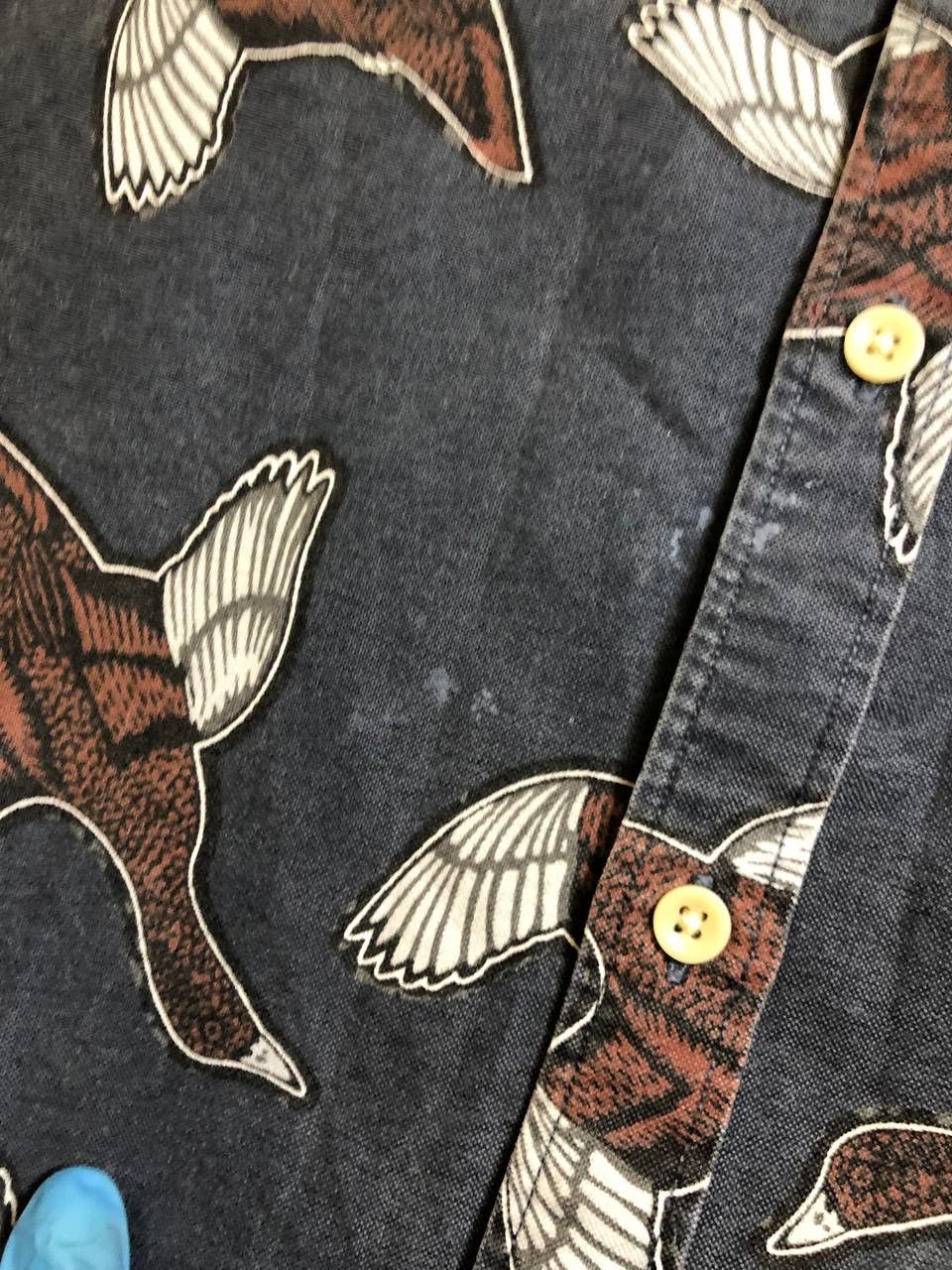 Allsaints Vintage Allsaints Bird Print Slim Fit Button Up Shirt XS Size US XS / EU 42 / 0 - 8 Thumbnail