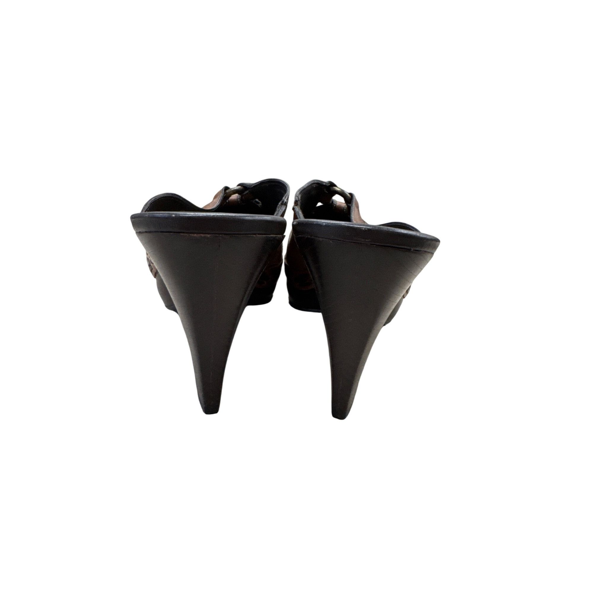 Cole Haan Cole Haan Womens Brown Leather Heel Clogs Size 10B SKU 7179 Size US 10 / IT 40 - 6 Thumbnail