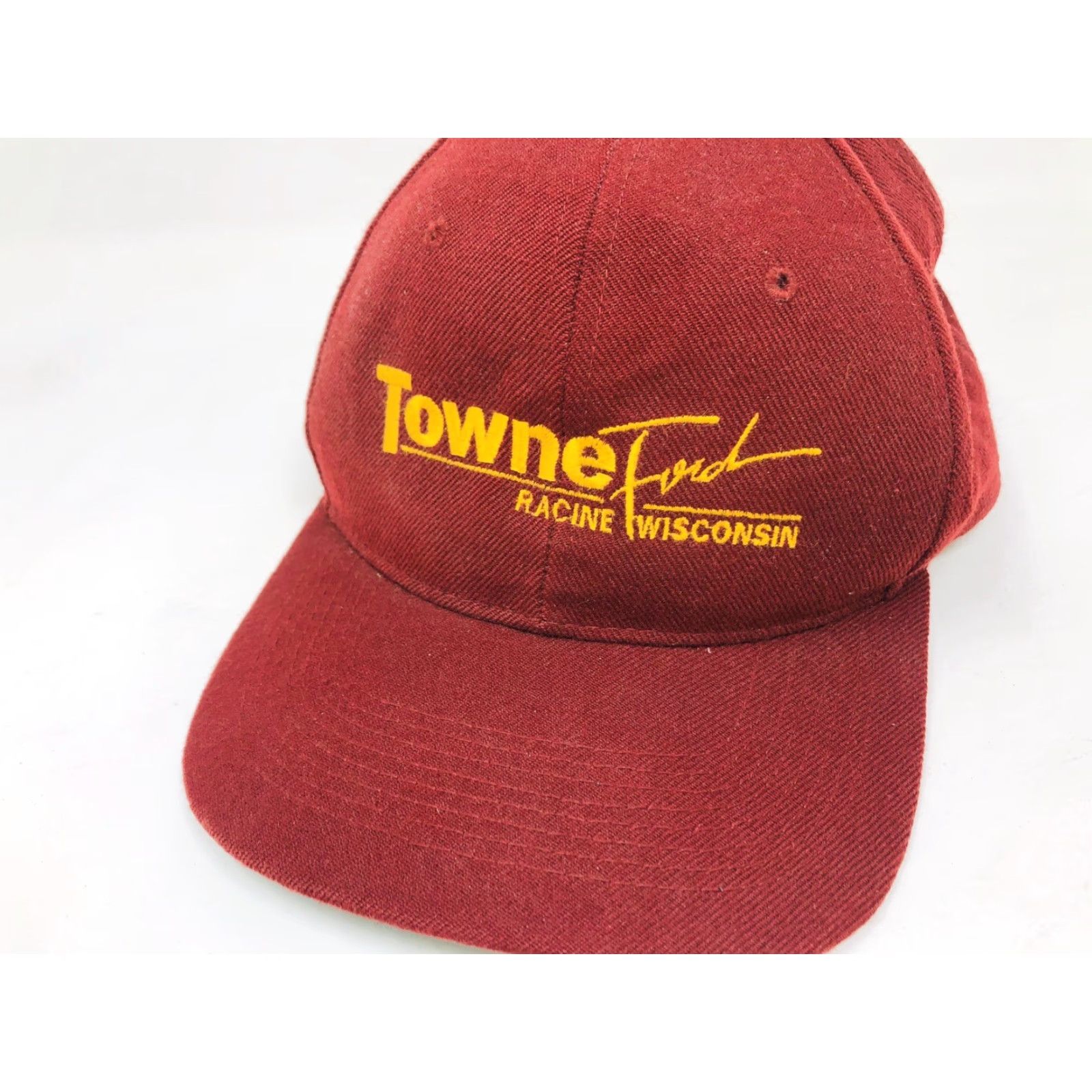 Ford VINTAGE Ford Hat Snapback Towne Racine Wisconsin Maroon Red TT20 Cap Men Adjustable Knit? Size ONE SIZE - 3 Thumbnail