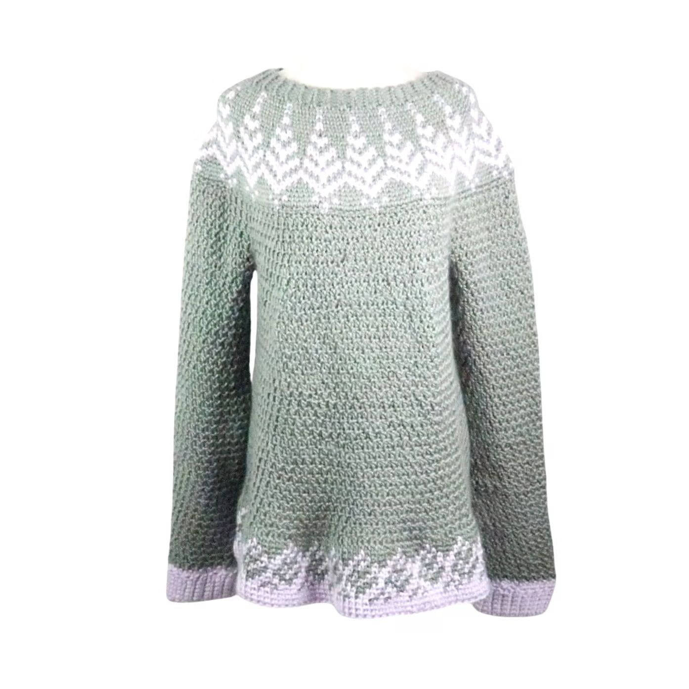 Vintage VINTAGE Sweater Women Pullover Fair Isle Hand Knit Long Sleeve Knit 80s Bohemian L Gray Lavender Regular Size Large Mens Womens Boys Girls Size L / US 10 / IT 46 - 2 Thumbnail