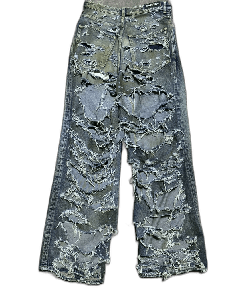 Balenciaga Super Destroyed Blue Denim Pants by Balenciaga-yf Size US 26 / EU 42 - 1 Thumbnail