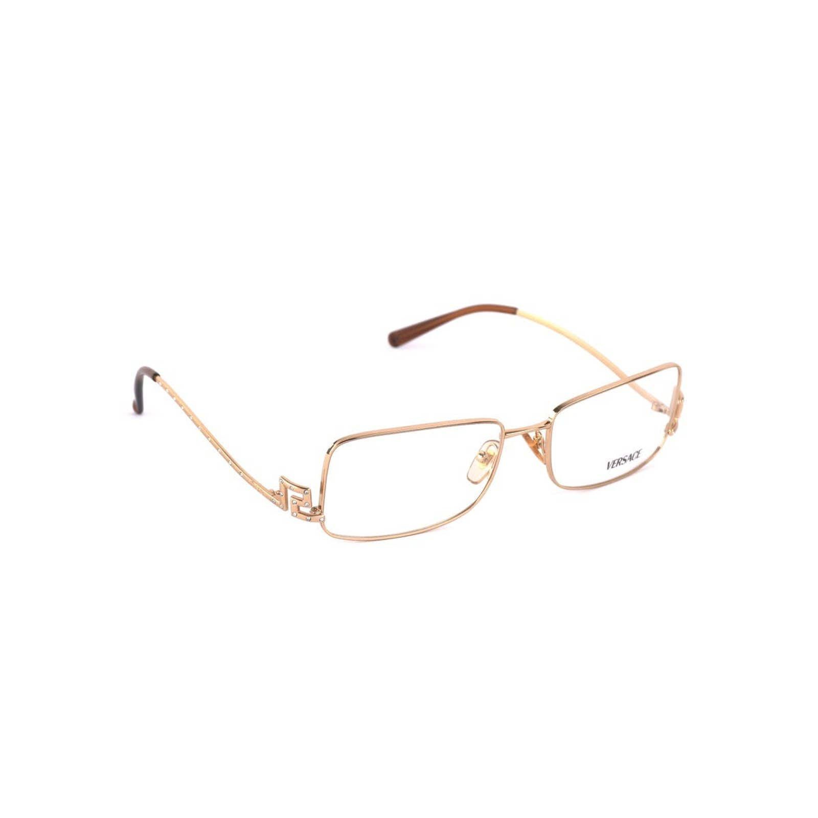 image of Vintage Versace Mod 1030-B Crystal Greca Logo Gold Glasses, Women's