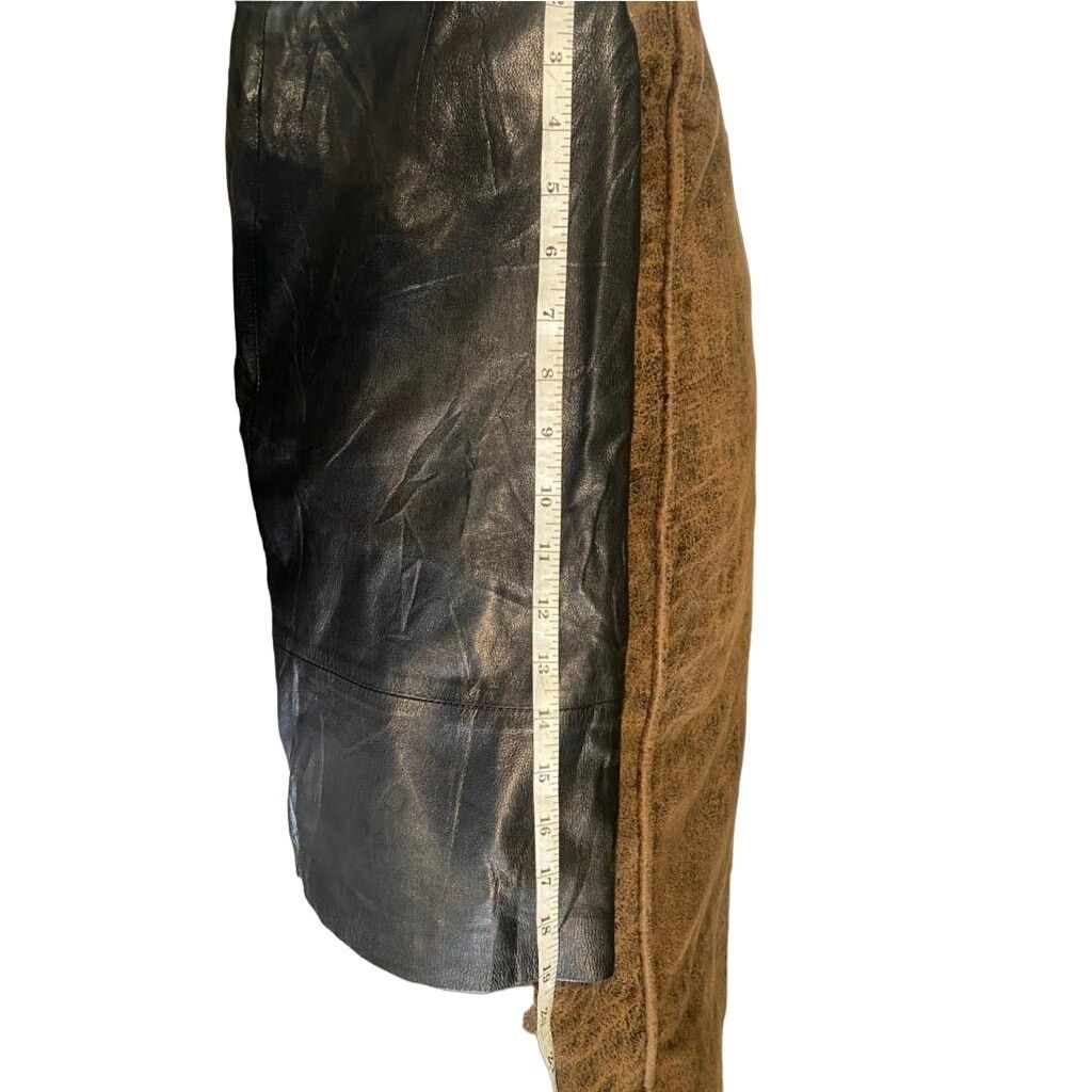 Designer Vintage Black Leather High Waist Mini Skirt Skin Roma 44 Size 29" - 6 Thumbnail