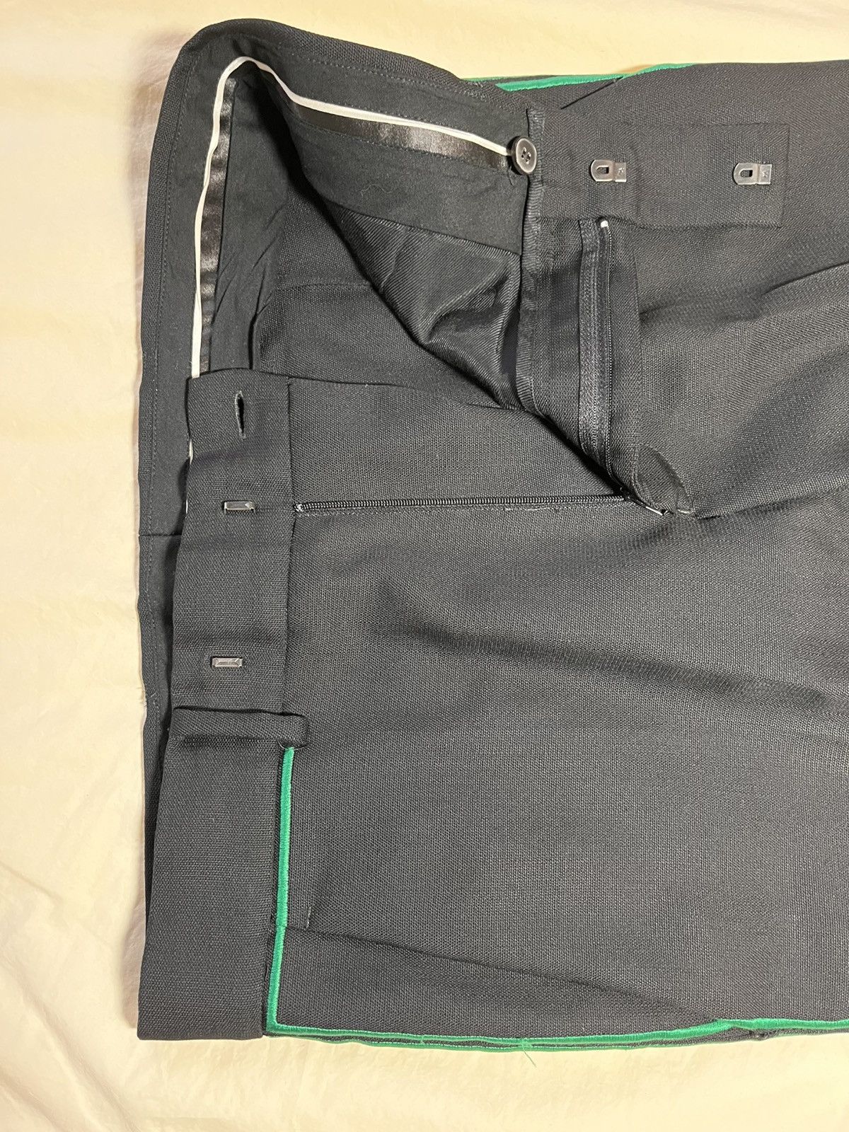 Haider Ackermann SS19 Green Stripe Embroidered Classic Trousers Size 46R - 9 Thumbnail