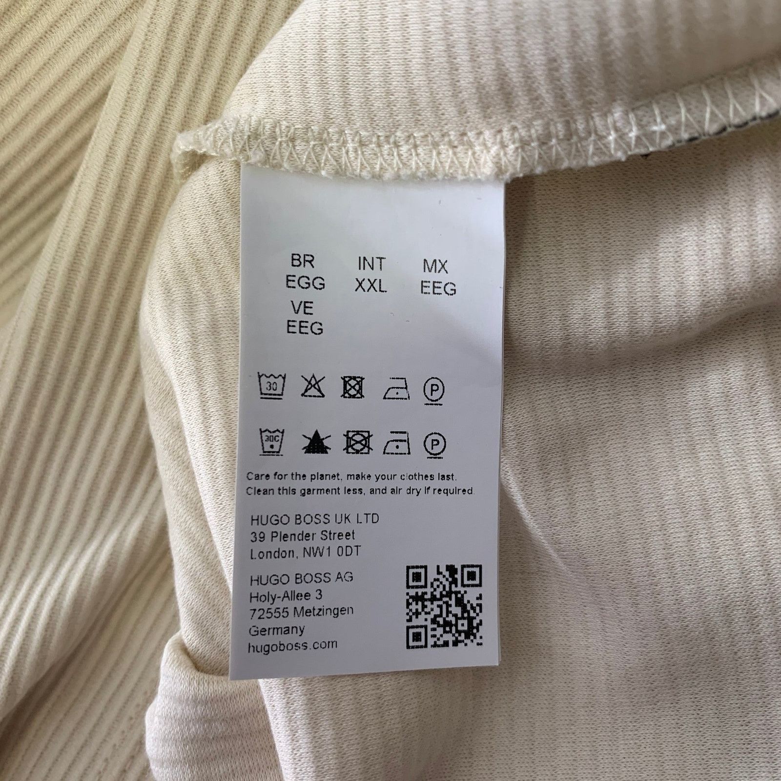 Hugo Boss HUGO BOSS Size XL Cream Ribbed Cotton Henley Pullover Size US XL / EU 56 / 4 - 7 Thumbnail