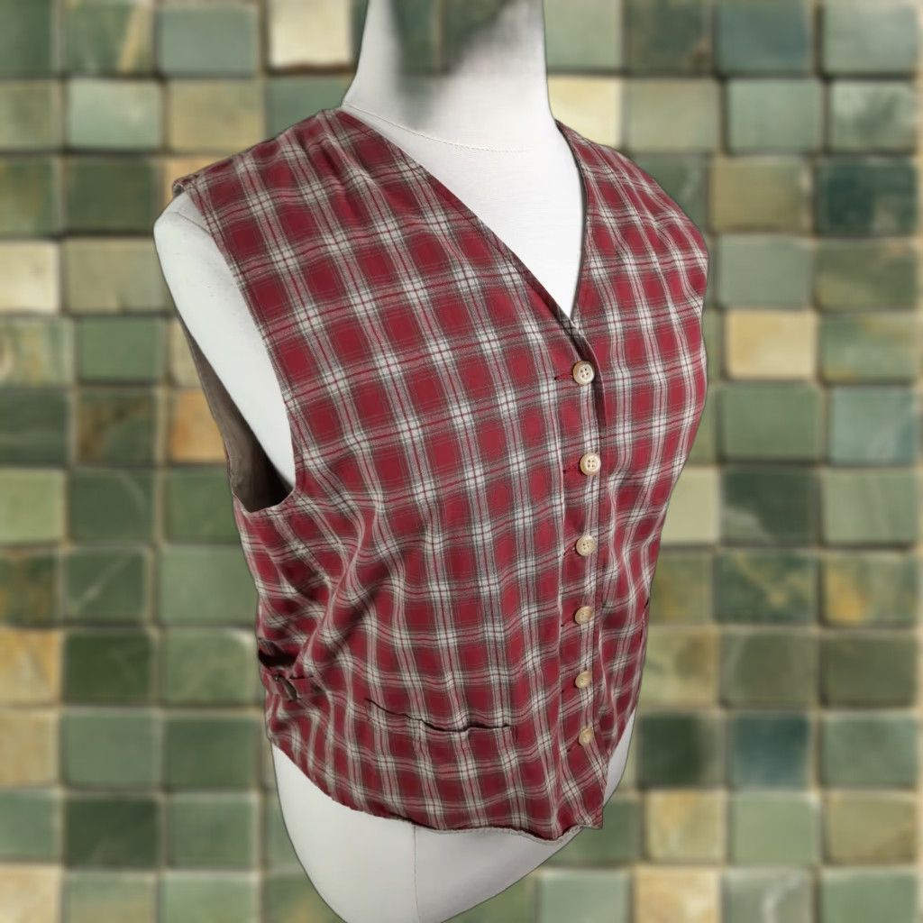 Eddie Bauer VINTAGE Eddie Bauer Vest Women's L Red Plaid Lumberjack Cotton Woven V3J Size L / US 10 / IT 46 - 1 Thumbnail