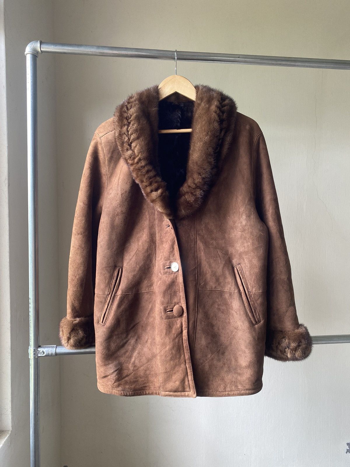 Vintage HIVERREINE SHEEPSKIN LEATHER JACKET FOX FUR INNER PUNK LGB Size US M / EU 48-50 / 2 - 9 Thumbnail