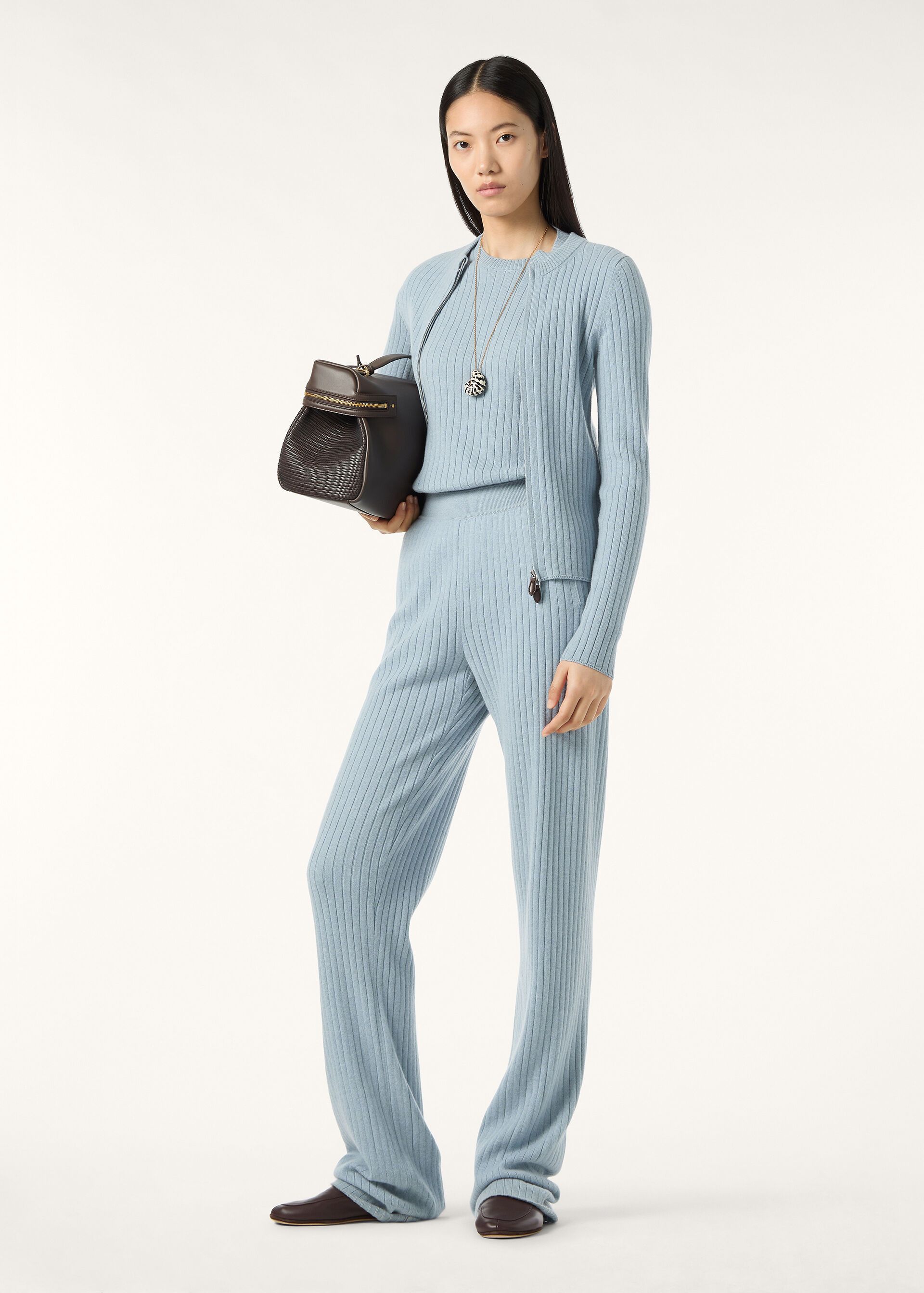 Loro Piana os11x0426 FAP5839 Coste Bomber Sweater Iced Snow Melange Size L / US 10 / IT 46 - 2 Thumbnail