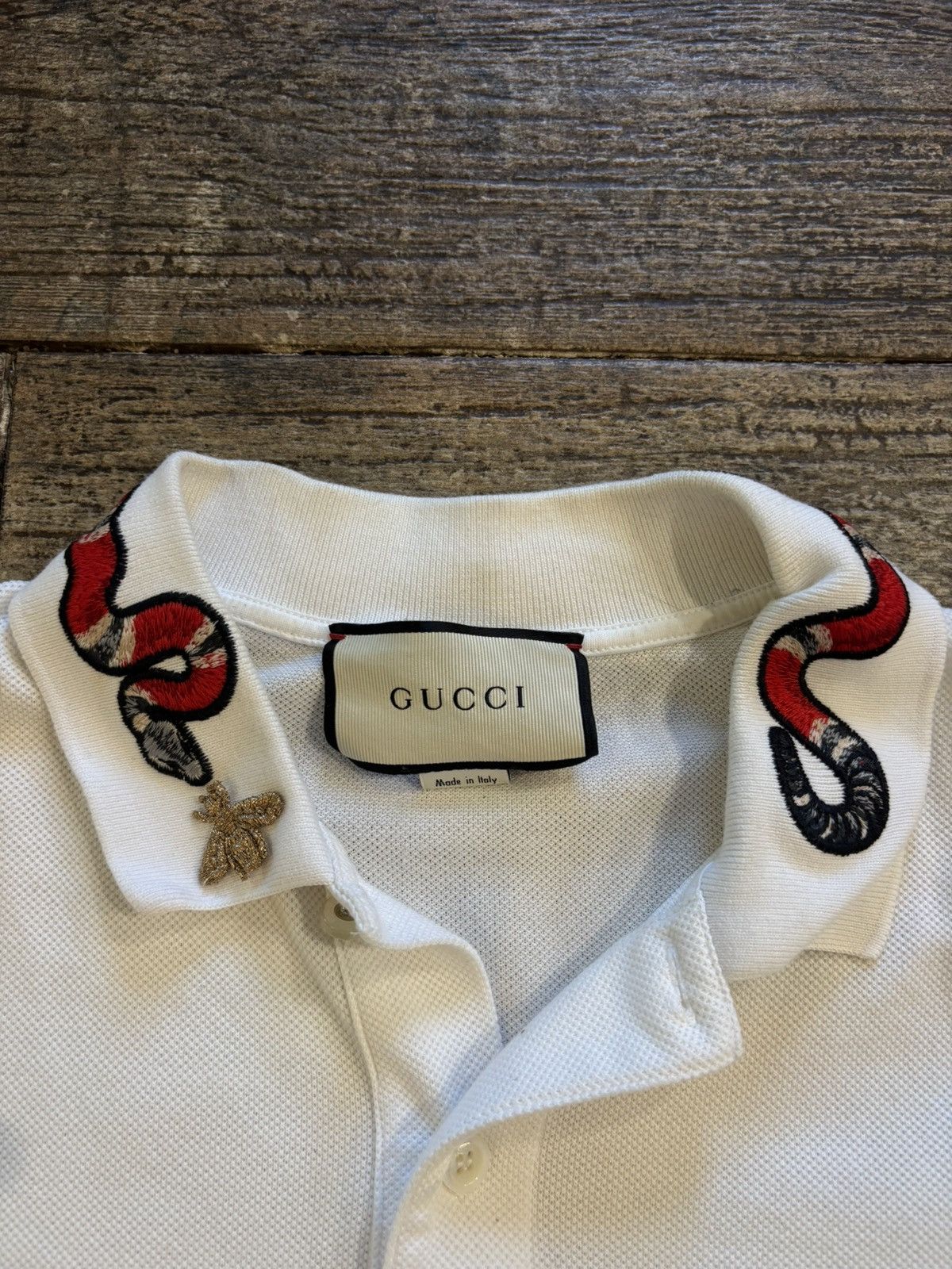 Gucci White Kingsnake Embroidered Color Polo Size US L / EU 52-54 / 3 - 3 Thumbnail