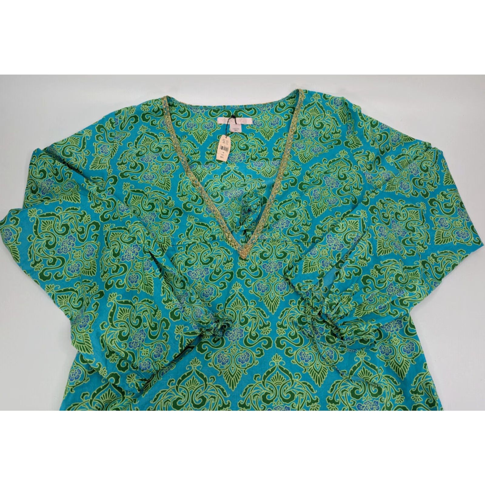 Victoria's Secret Victoria’s Secret Women's Cover-up Mini Dress Boho Beach Green M/L Floral Cotton Nylon Lace 90s Vintage Size M / US 6-8 / IT 42-44 - 2 Thumbnail
