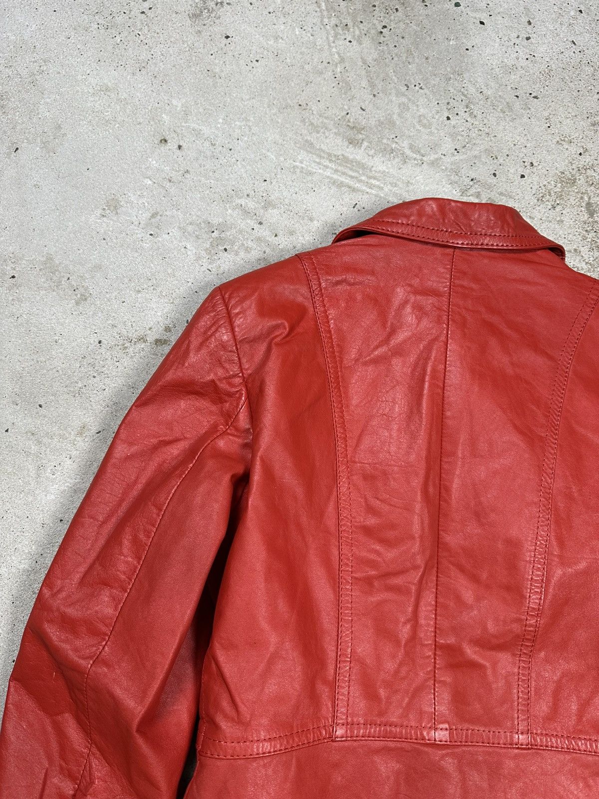 Japanese Brand Vintage 90s Red Genuine Leather Moto Biker Style Jacket Size M / US 6-8 / IT 42-44 - 15 Thumbnail