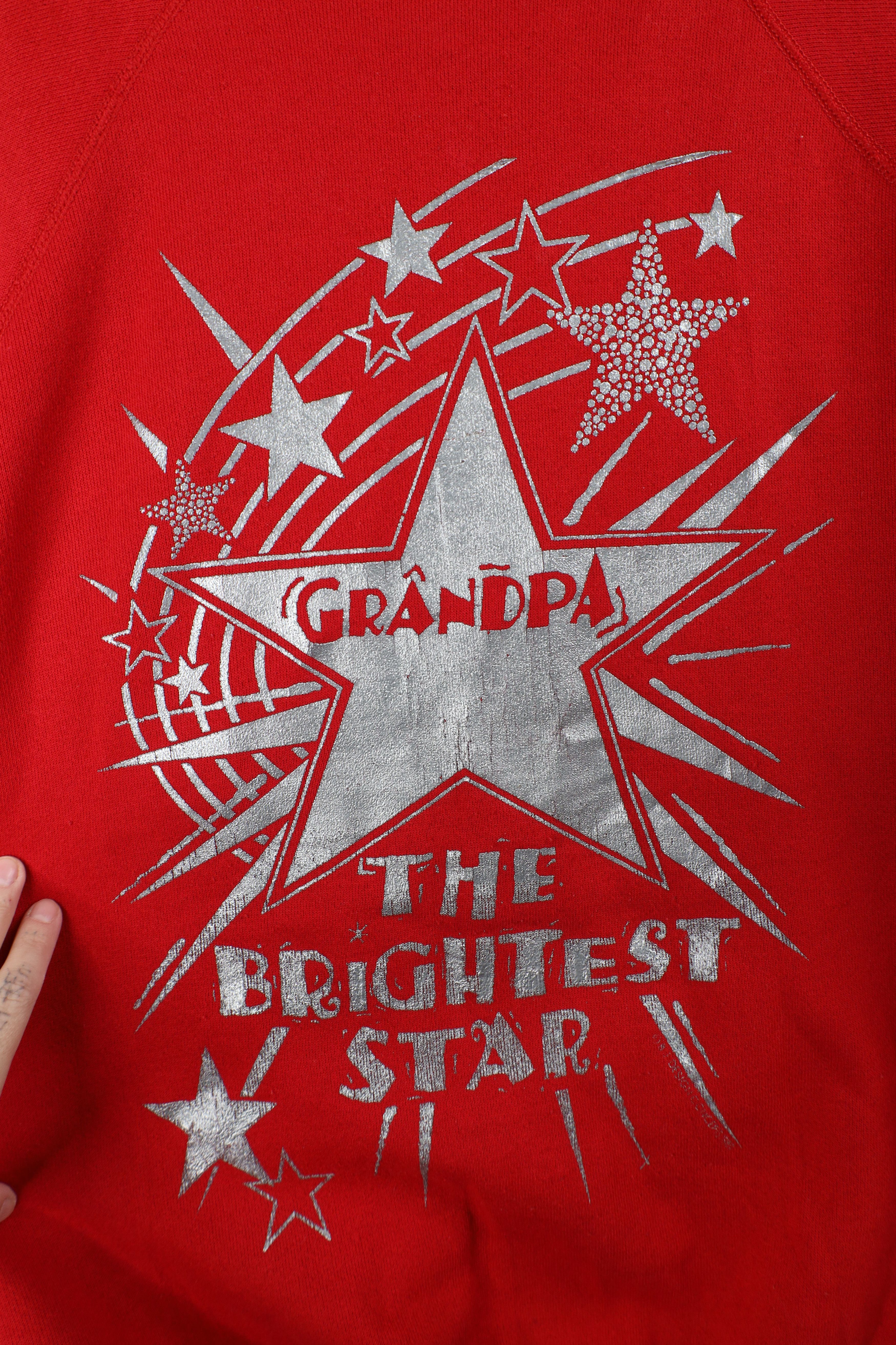 Vintage Vintage 90s Streetwear The Brightest Star Sweatshirt Red USA Size US XXL / EU 58 / 5 - 4 Thumbnail