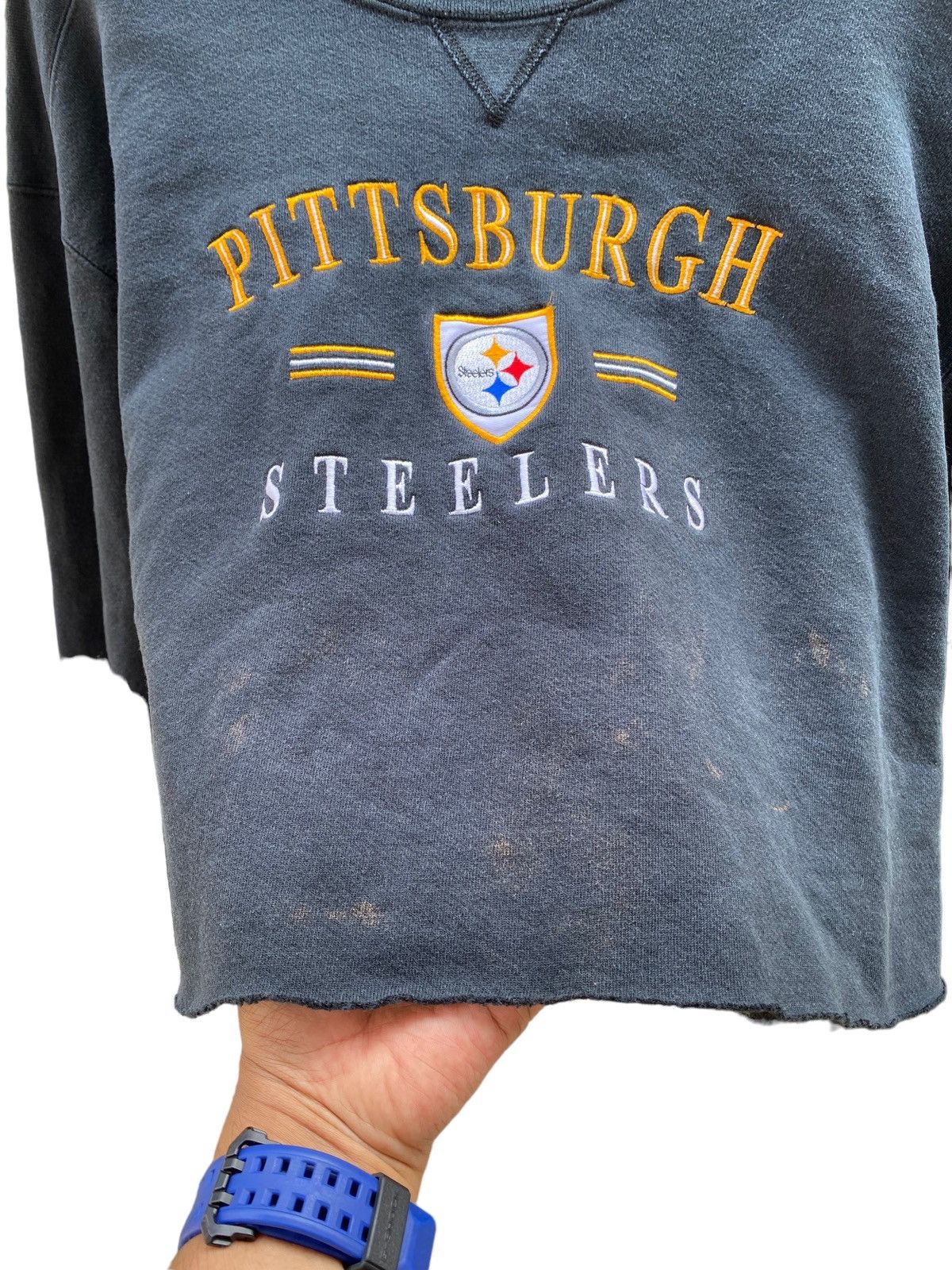 NFL Vintage 90s Pittsburgh Steelers Crop Sweatshirt Size US XL / EU 56 / 4 - 8 Thumbnail