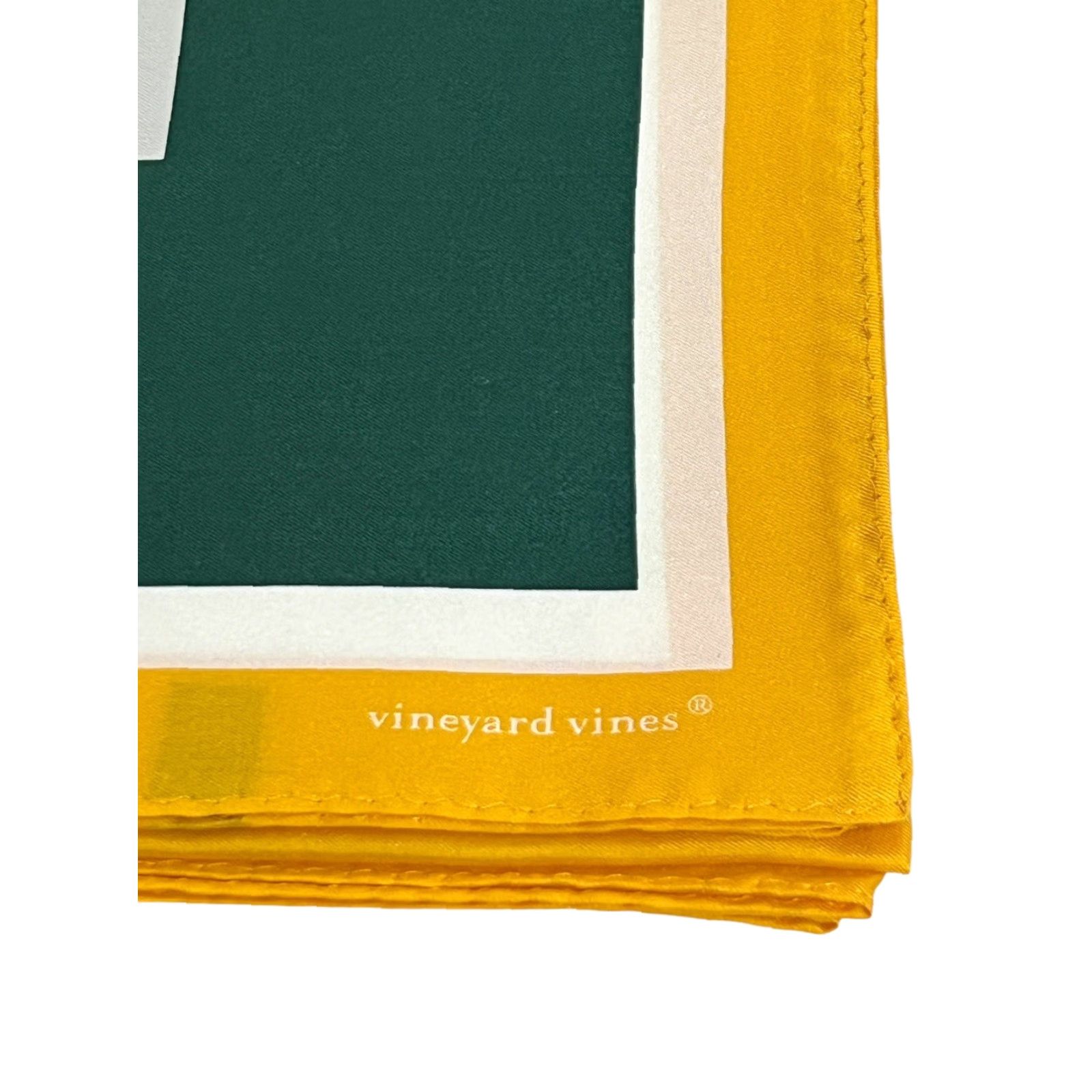 Vineyard Vines VINEYARD VINES Square Scarf Silk NEW Methodist University GB Packers Colors Geometric Silk Scarf Women Gold Square Scarf Women Size ONE SIZE - 3 Thumbnail