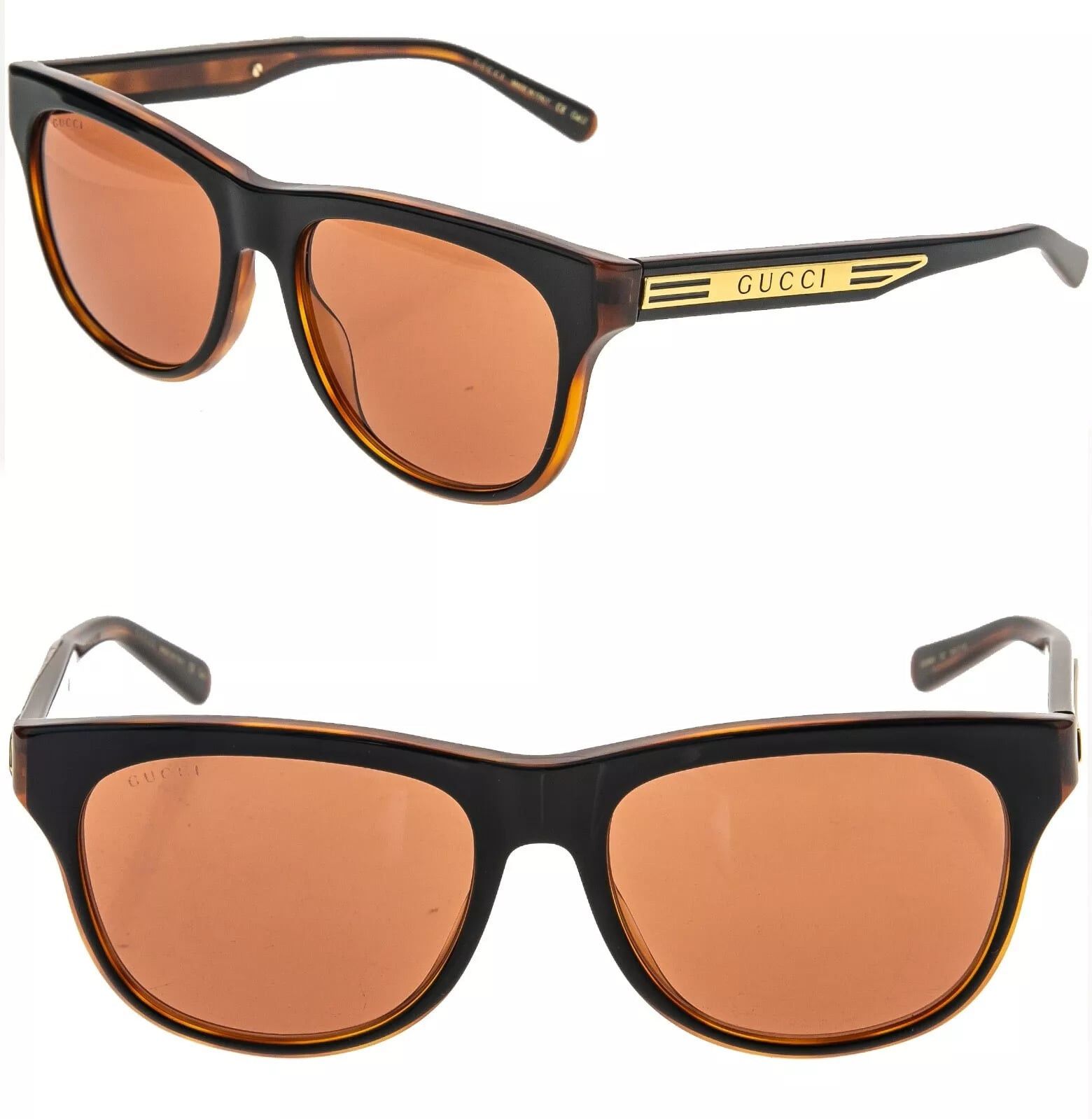Gucci GUCCI 0980 Black Brown 002 Aviator Metal Sunglasses GG0980S Size ONE SIZE - 1 Thumbnail