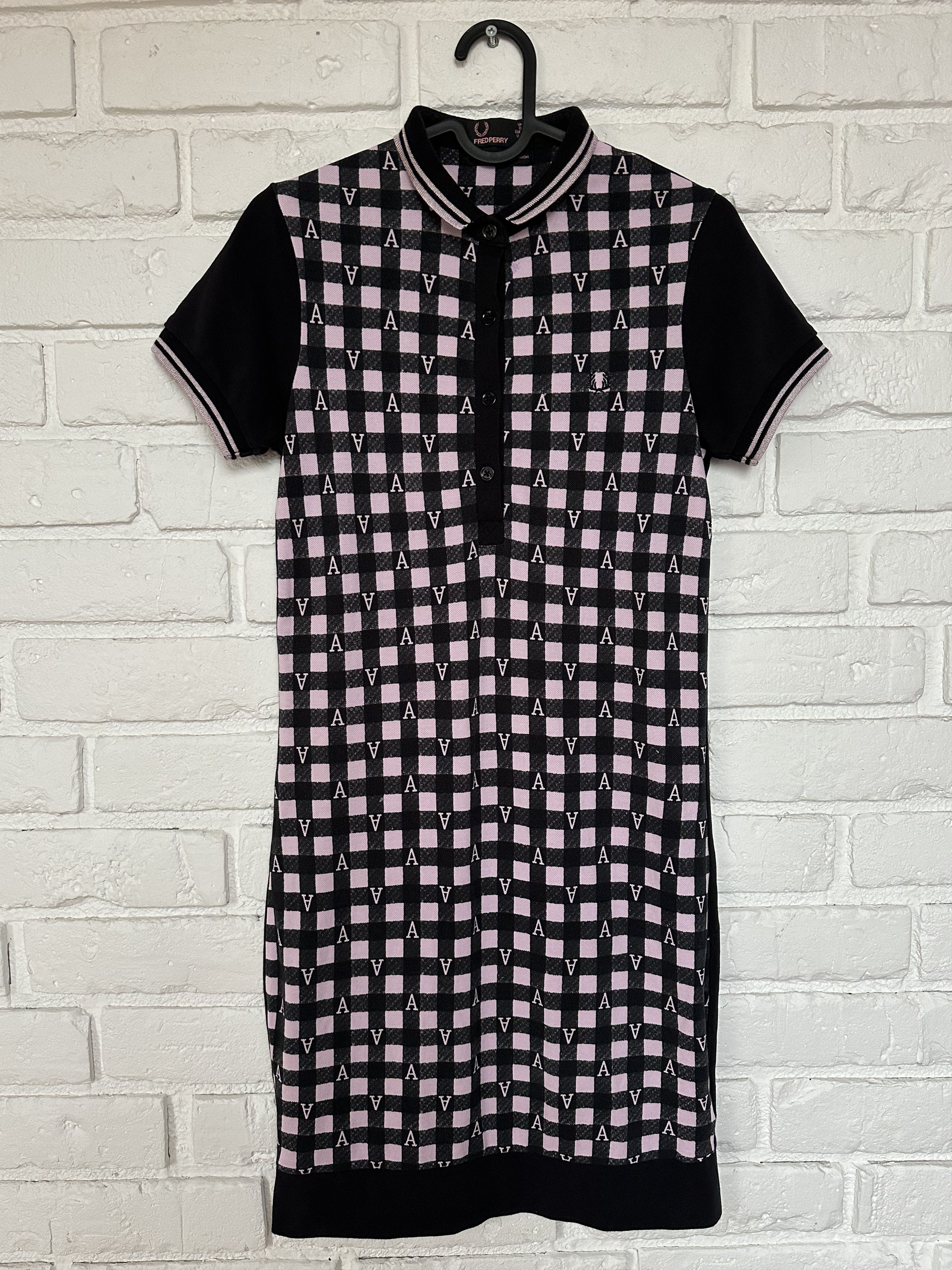 image of Fred Perry X Amy Winehouse Black Pink Polo Mini Dress S, Women's (Size Small)