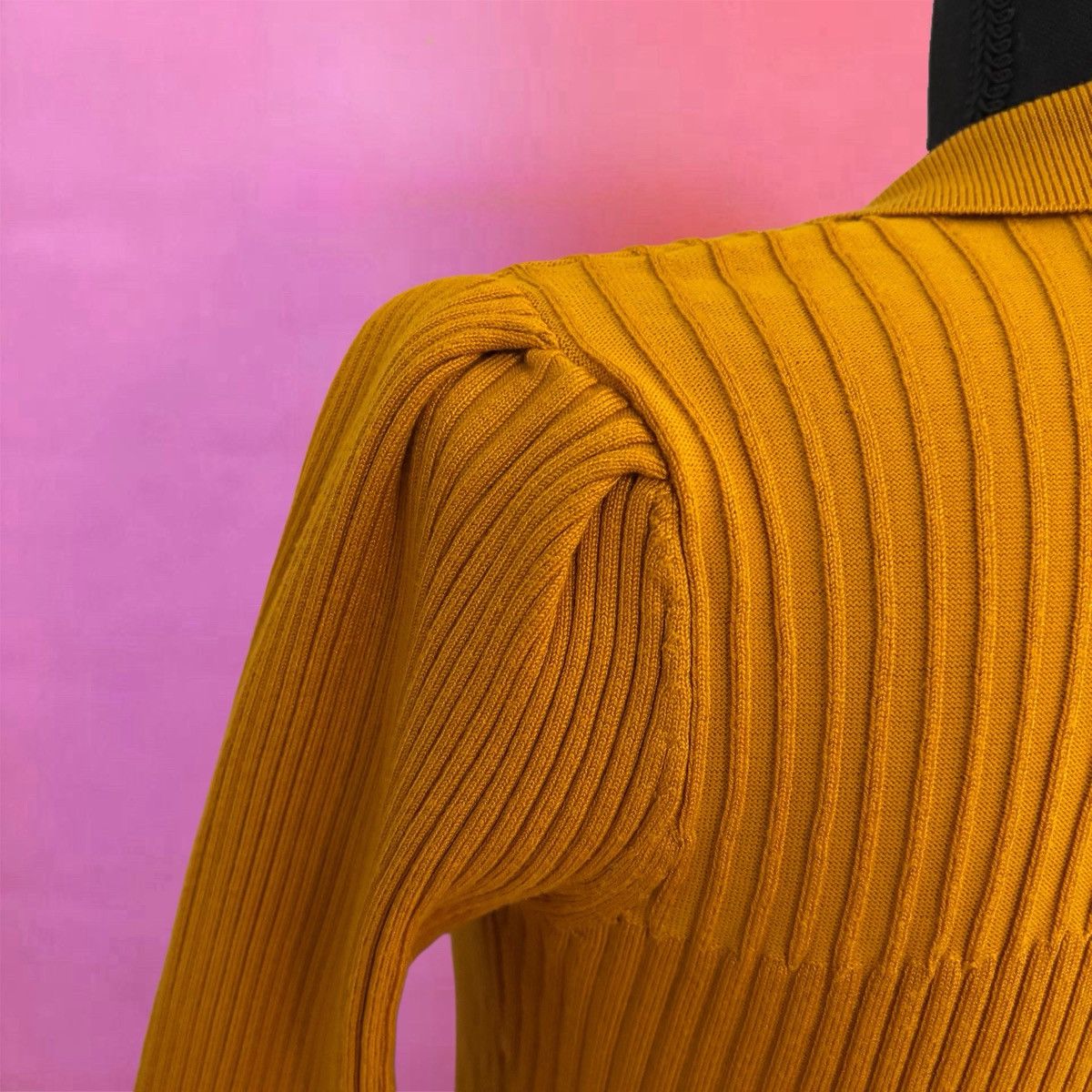 Karl Lagerfeld Karl Lagerfeld Paris Yellow Ribbed Collar Blouse - XS Size XS / US 0-2 / IT 36-38 - 8 Thumbnail