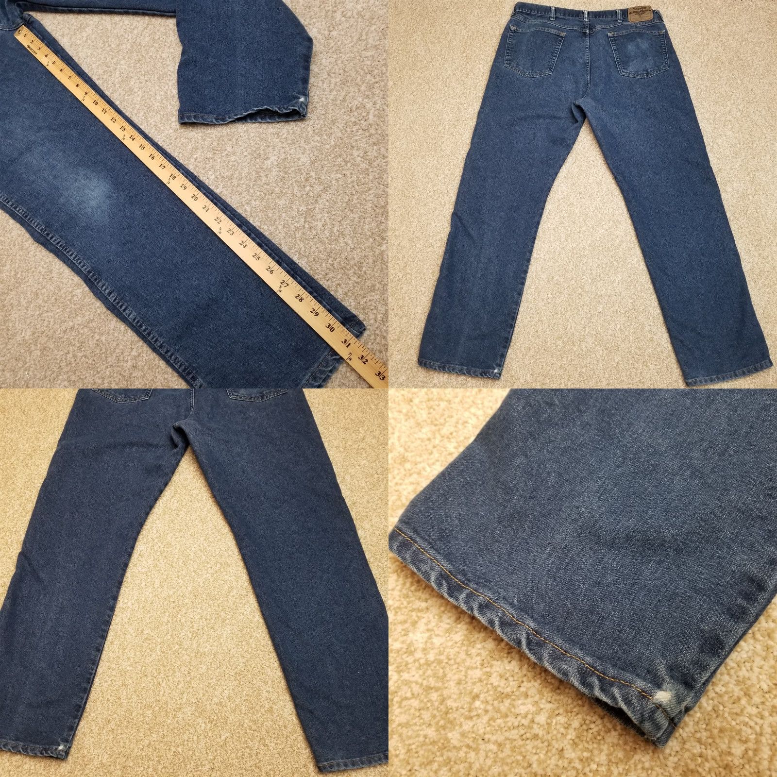 Wrangler Wrangler Jeans Men 38x32 Blue Denim Regular Fit 5-Pocket Design Cotton Polyester Vintage 90s USA Jeans Mens Size US 38 / EU 54 - 8 Thumbnail