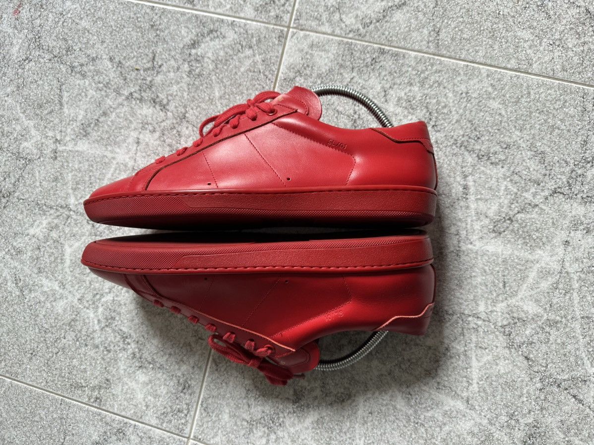 Saint Laurent Paris Saint Laurent SL01 Red Leather Low Sneakers Size US 9 / EU 42 - 11 Thumbnail