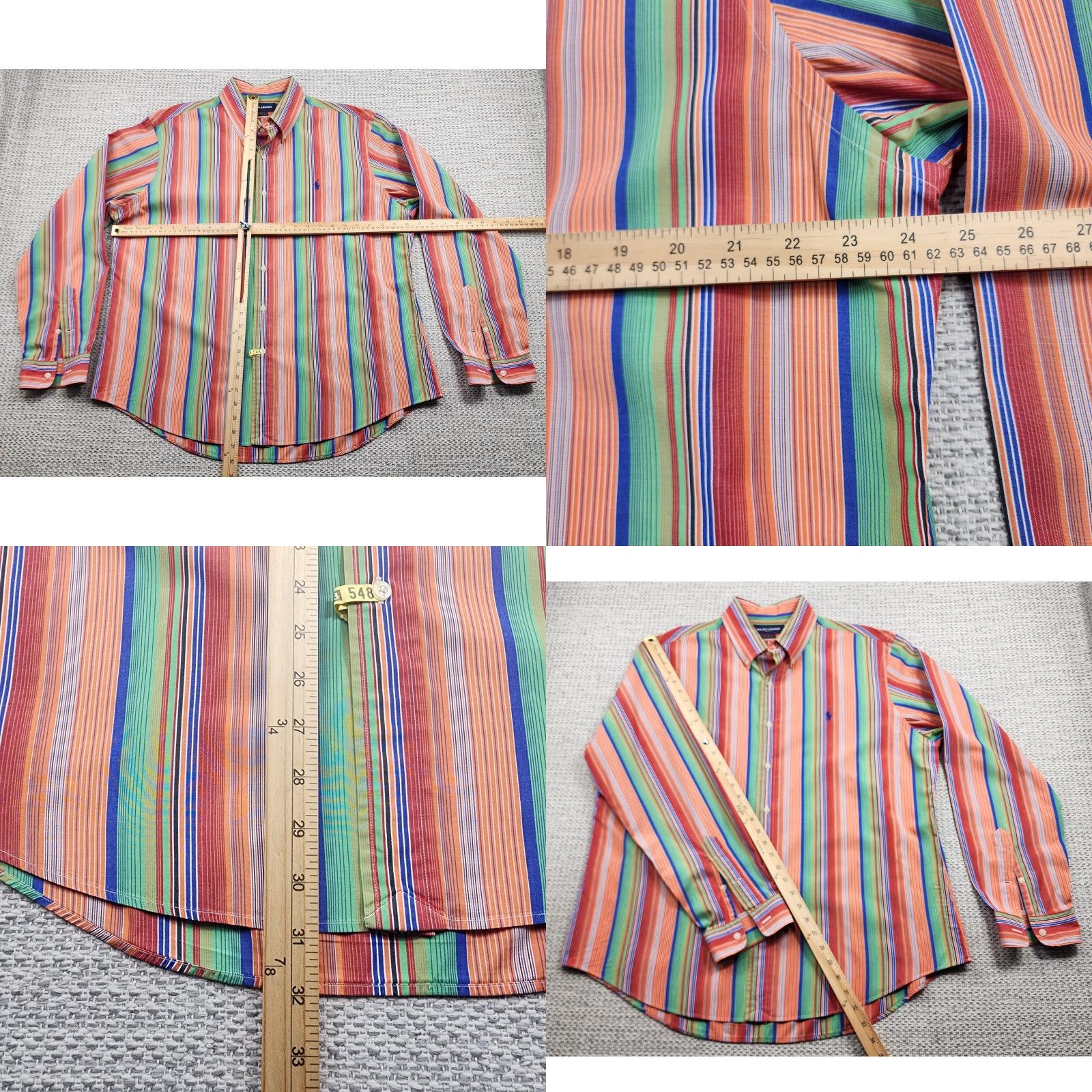 Ralph Lauren Ralph Lauren Golf Shirt Mens XL Multicolor Striped Button Down Cotton Custom Fit Size US XL / EU 56 / 4 - 8 Thumbnail