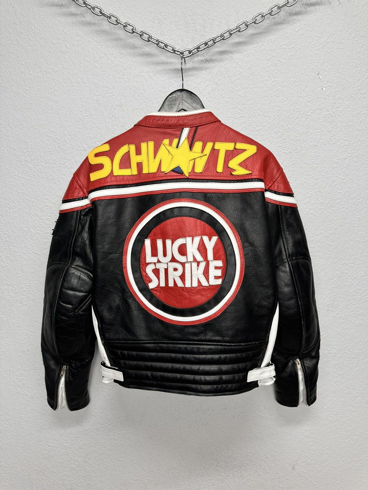 Marlboro Vintage Lucky Strike Red bull F-1 Moto Leather Biker Jacket Size US M / EU 48-50 / 2 - 9 Thumbnail