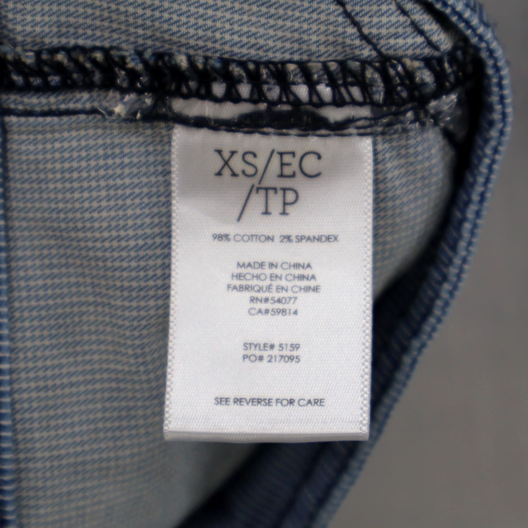 Vintage CAbi Stretch Trucker Jacket Womens XS Blue & White Striped Decorative Buttons Size XS / US 0-2 / IT 36-38 - 5 Thumbnail