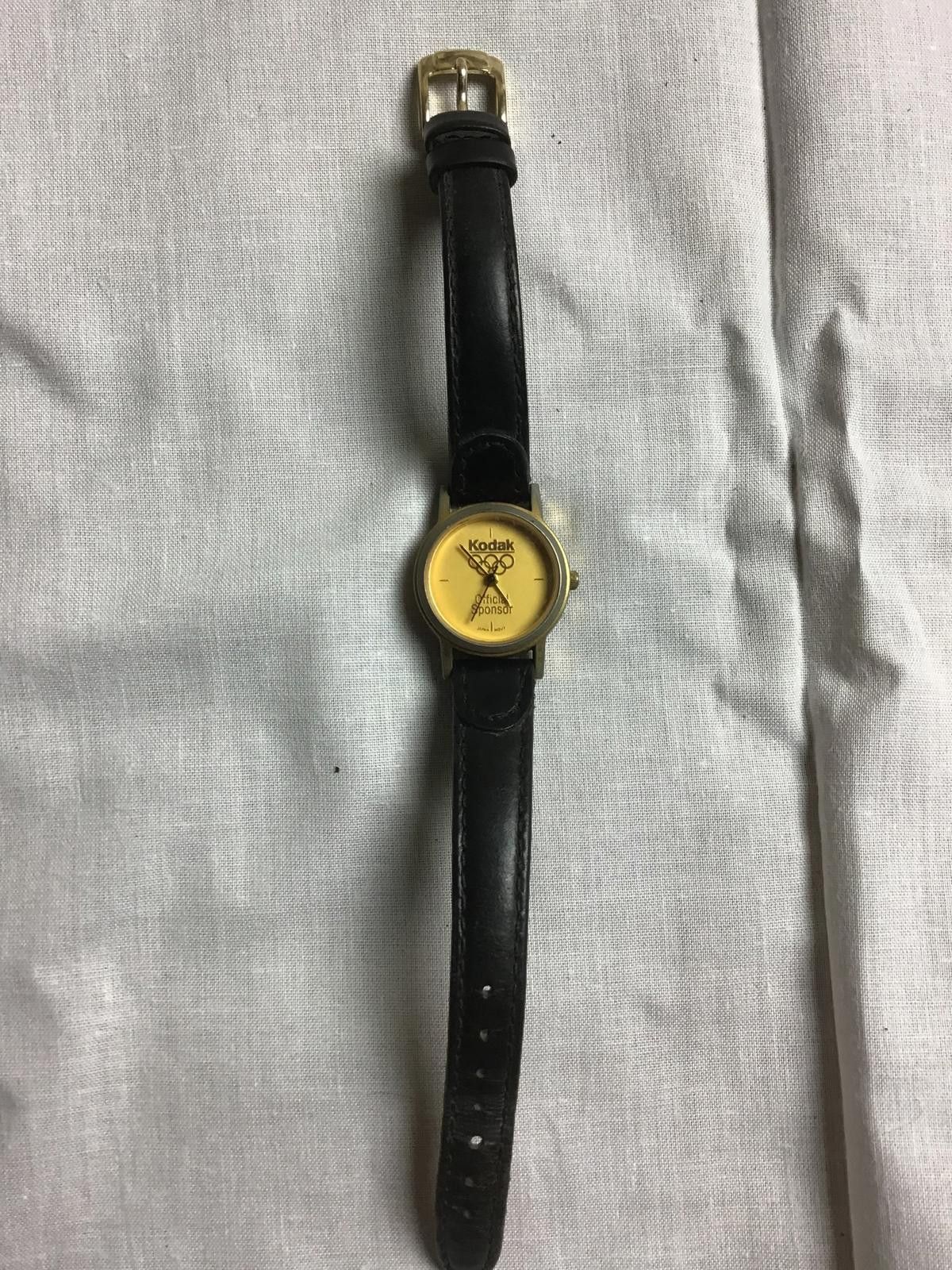 Kodak Kodak Official Sponsor Olympic Watch with Black Leather Band Size ONE SIZE - 6 Thumbnail