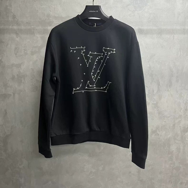 Louis Vuitton Black Logo Round Neck Sweatshirt- DMC