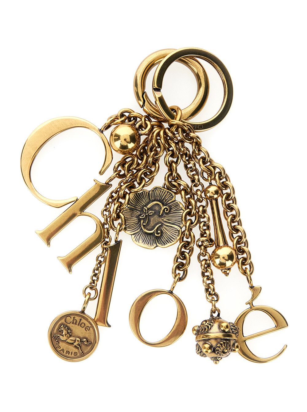Chloe Gold Keychain with Chain Details and Letter Charms in Brass Blend for Women Size M / US 6-8 / IT 42-44 - 1 Thumbnail