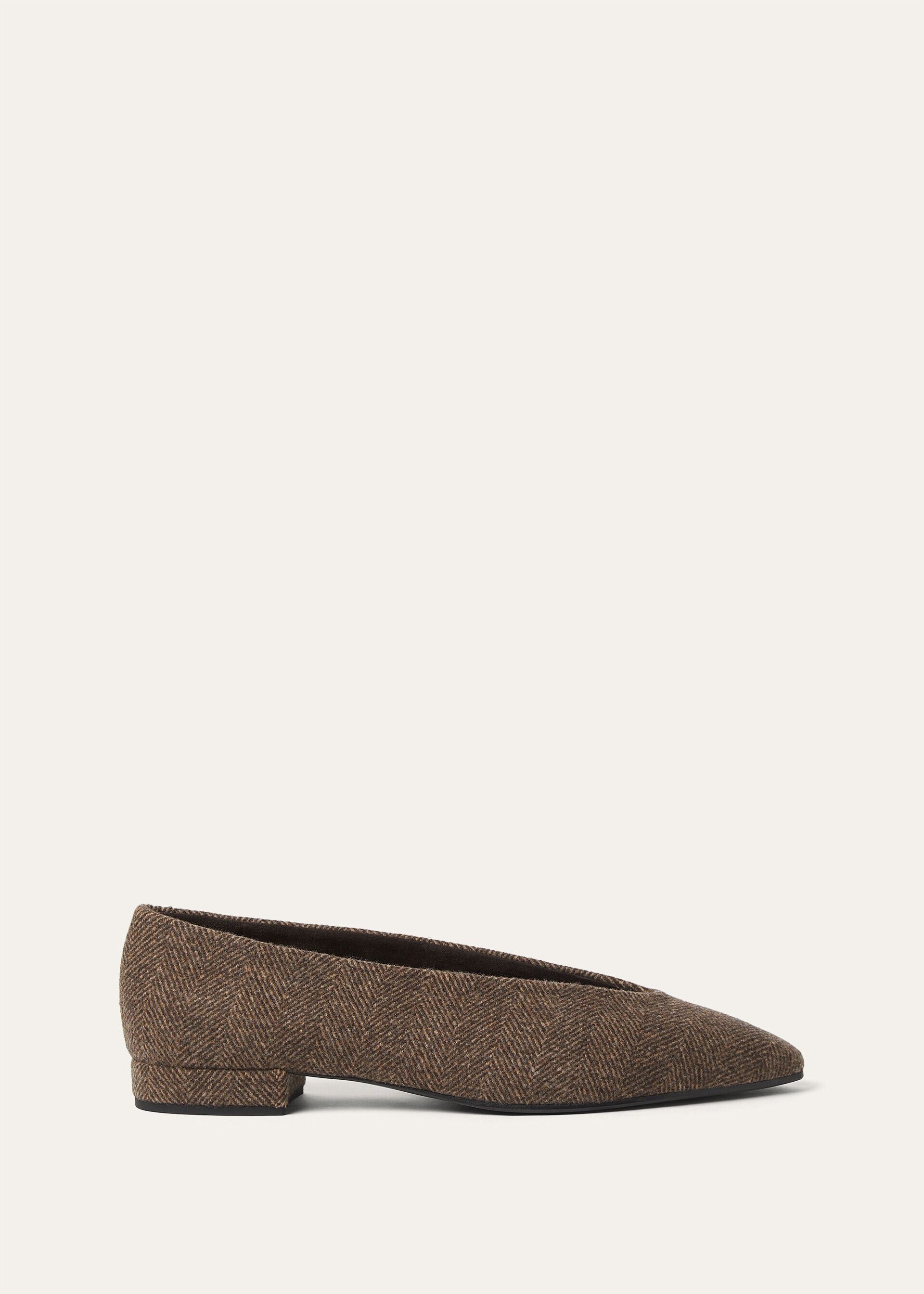 Loro Piana os11x0326 FAR1166 Rebecca Ballet Flats in Brown Chevron Size US 8 / IT 38 - 1 Thumbnail