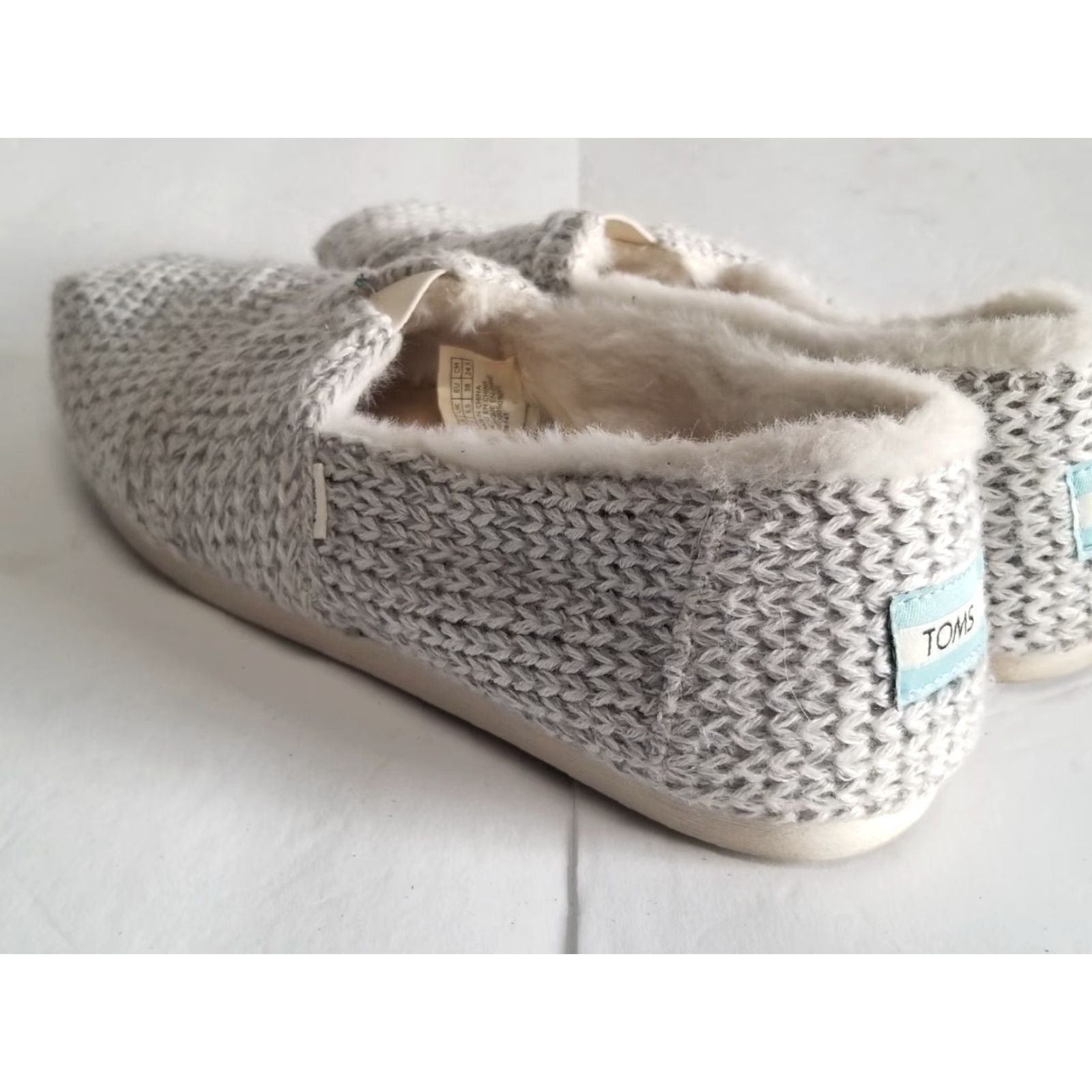 Toms TOMS Plaid Slip On Slippers Women 7.5 Gray Faux Shearling Flat Loafer Size US 8 / IT 38 - 4 Thumbnail