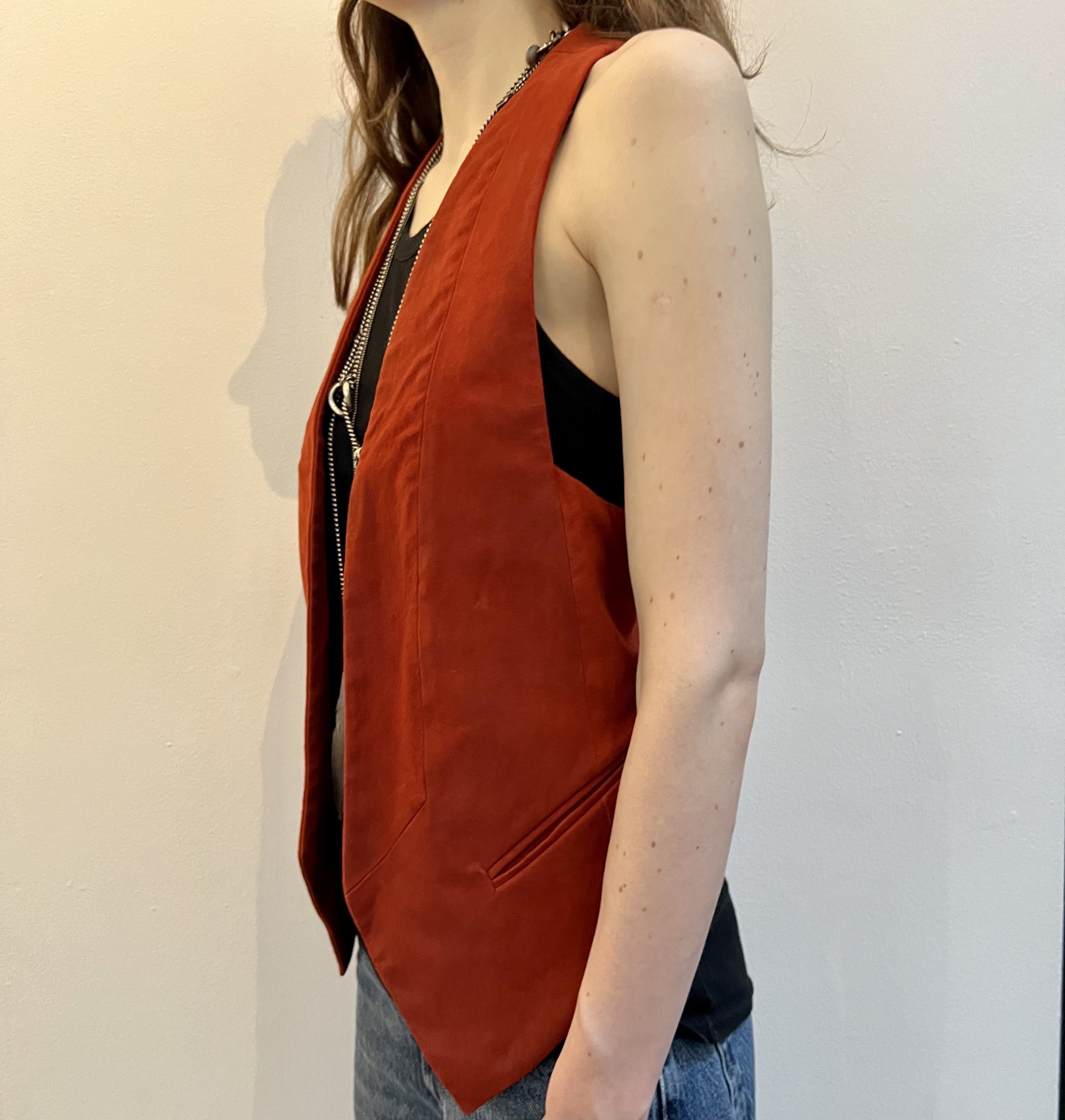 Ann Demeulemeester Suede Leather tailored Waistcoat Size XS / US 0-2 / IT 36-38 - 6 Thumbnail