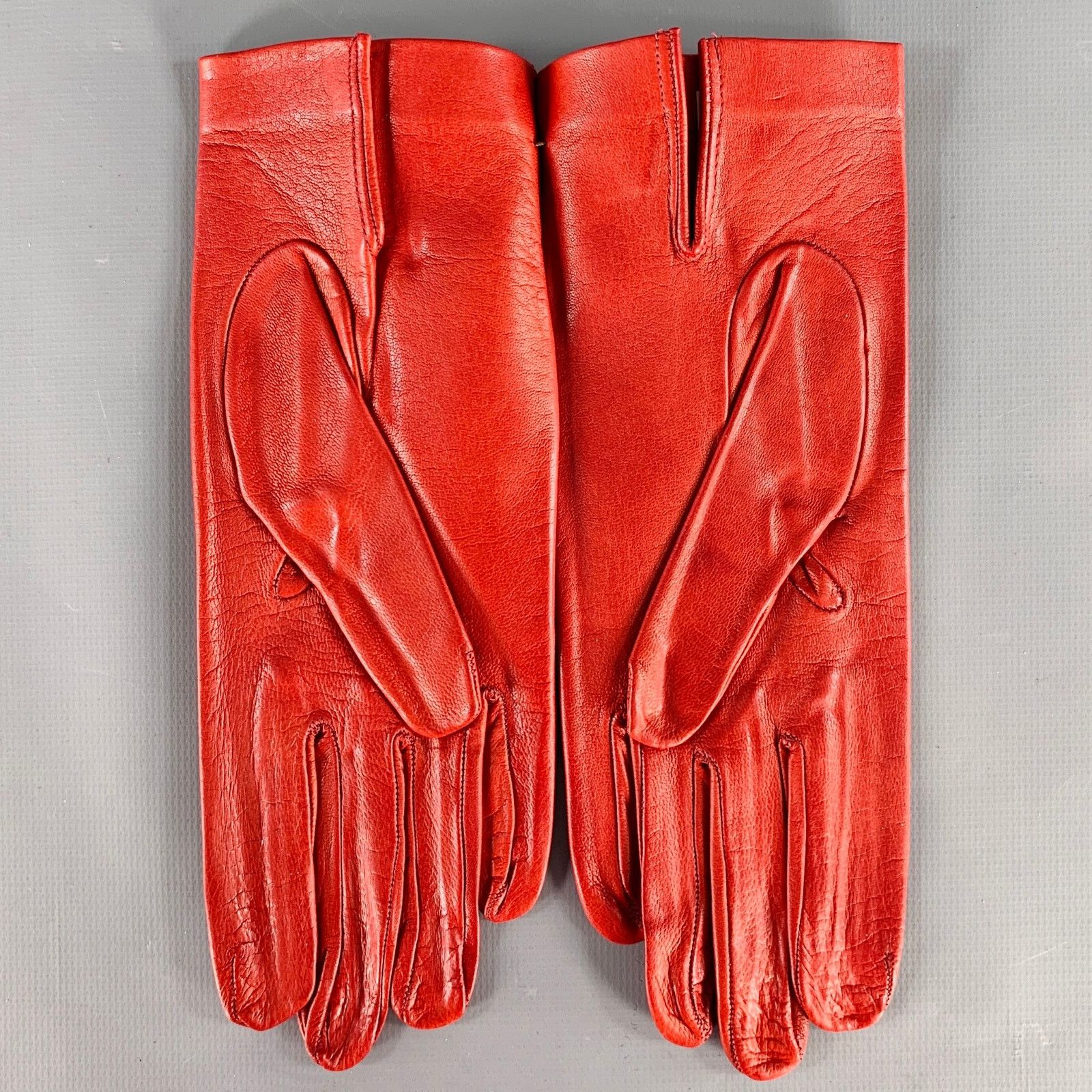 Vintage VINTAGE Size 6.5 Red Leather Gloves Size ONE SIZE - 2 Thumbnail