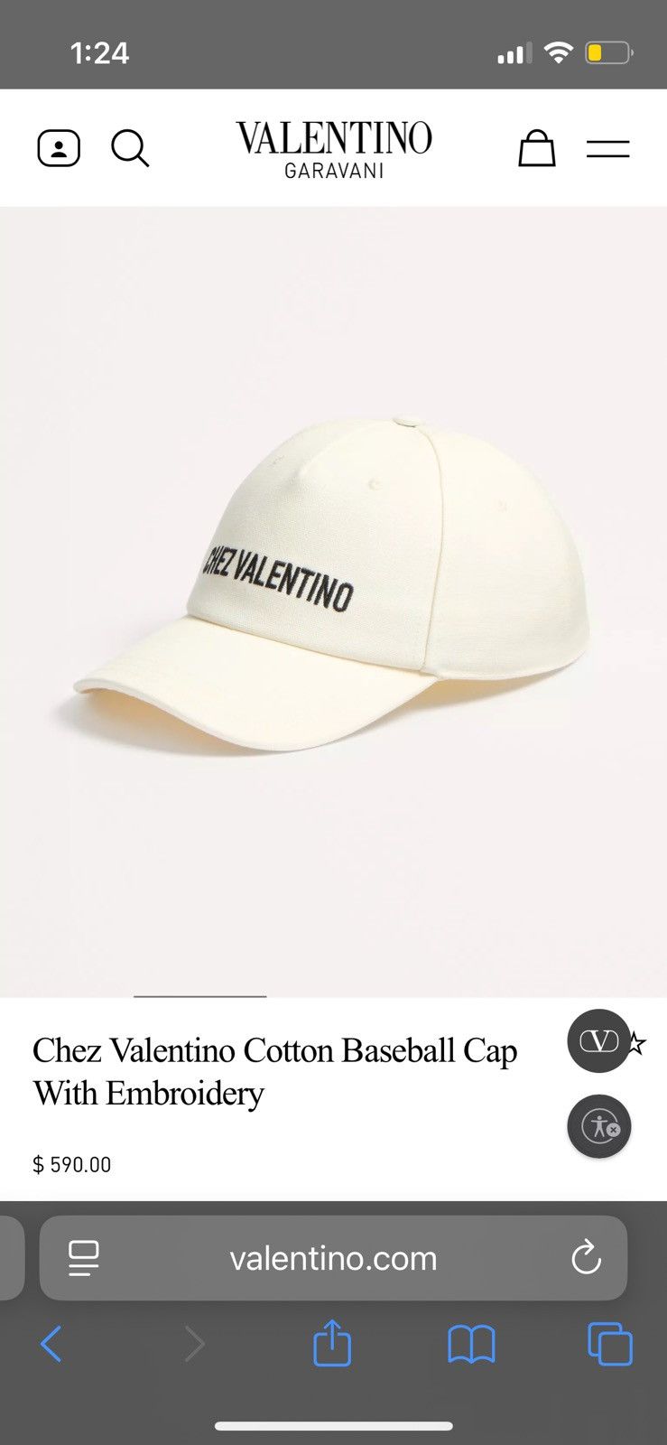 Valentino Chez Valentino Cotton Baseball Cap Size ONE SIZE - 6 Thumbnail