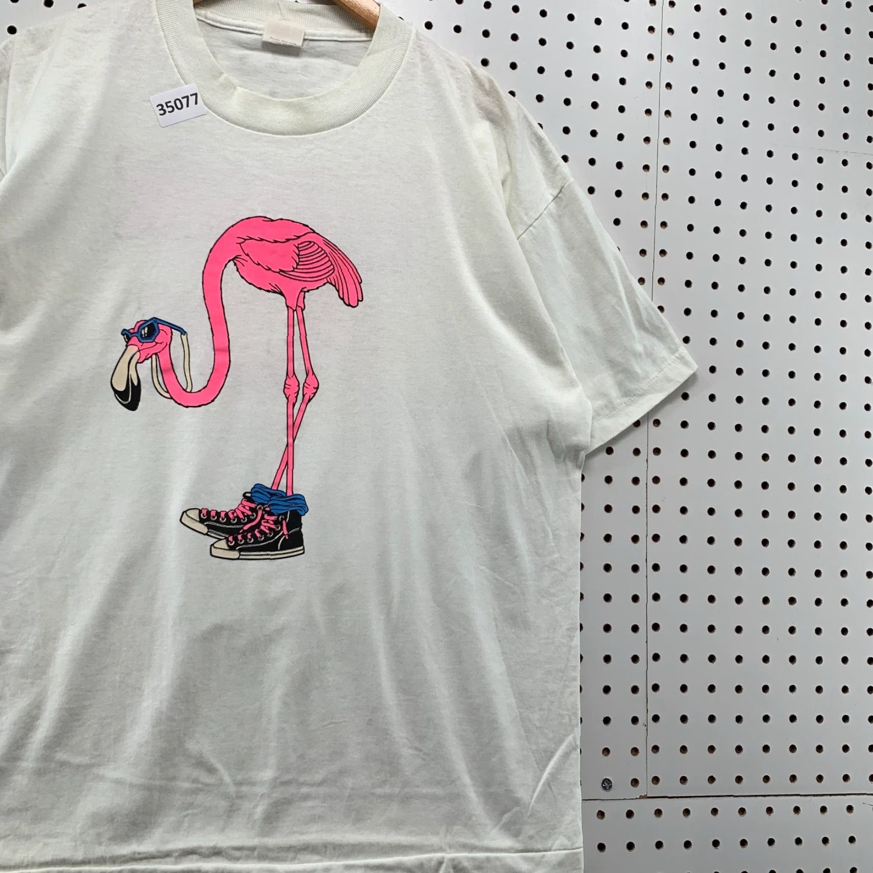 Pinko VINTAGE Flamingo Shirt Mens XL Pink 80s Crew Neck Think Pink Made USA 22x28 80s Bird Size US XL / EU 56 / 4 - 5 Thumbnail