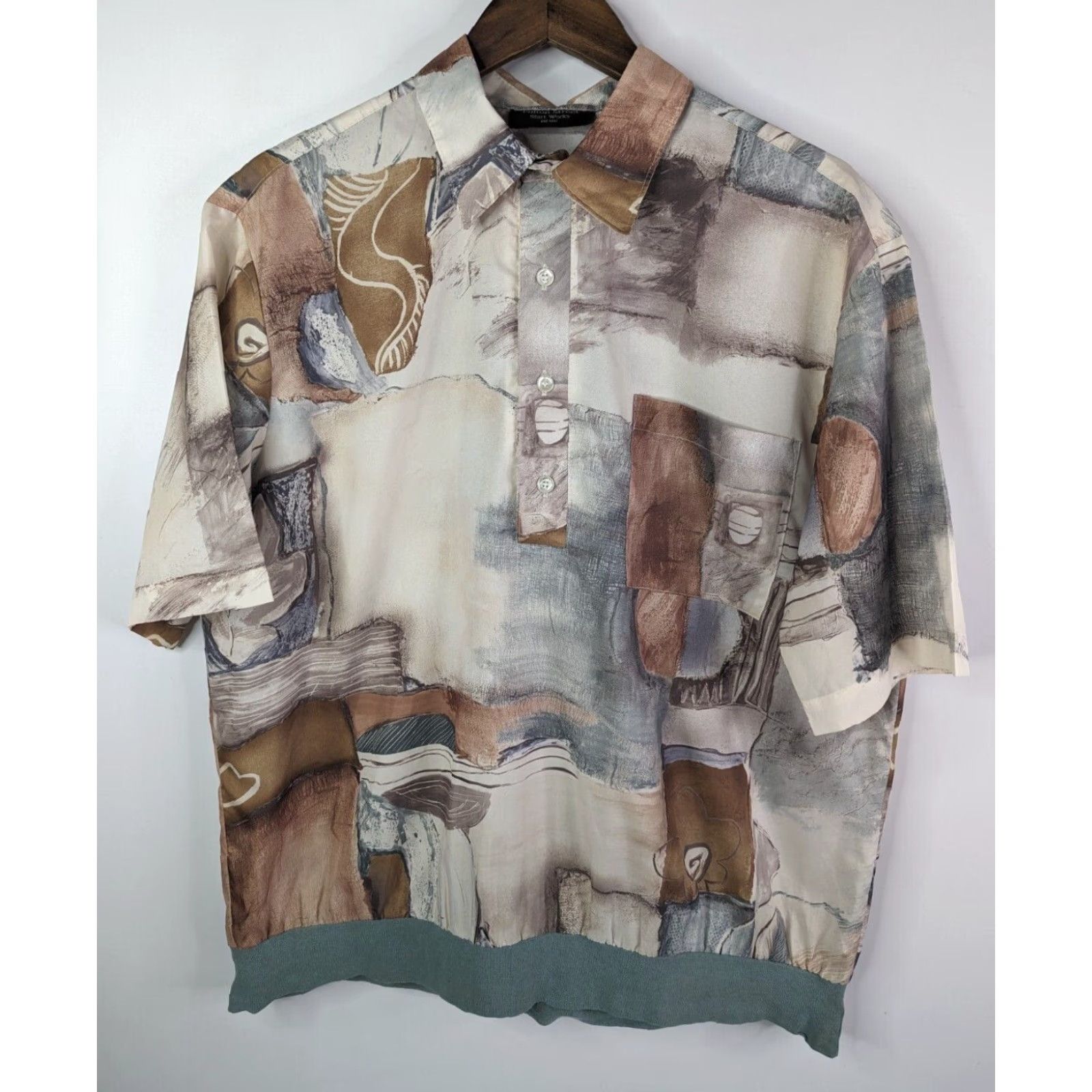 Vintage VINTAGE Fulton Street Polo Shirt Mens Large Beige Geometric Blocks 70s 80s Retro USA Casual Activewear Golf Walking Size US L / EU 52-54 / 3 - 2 Thumbnail