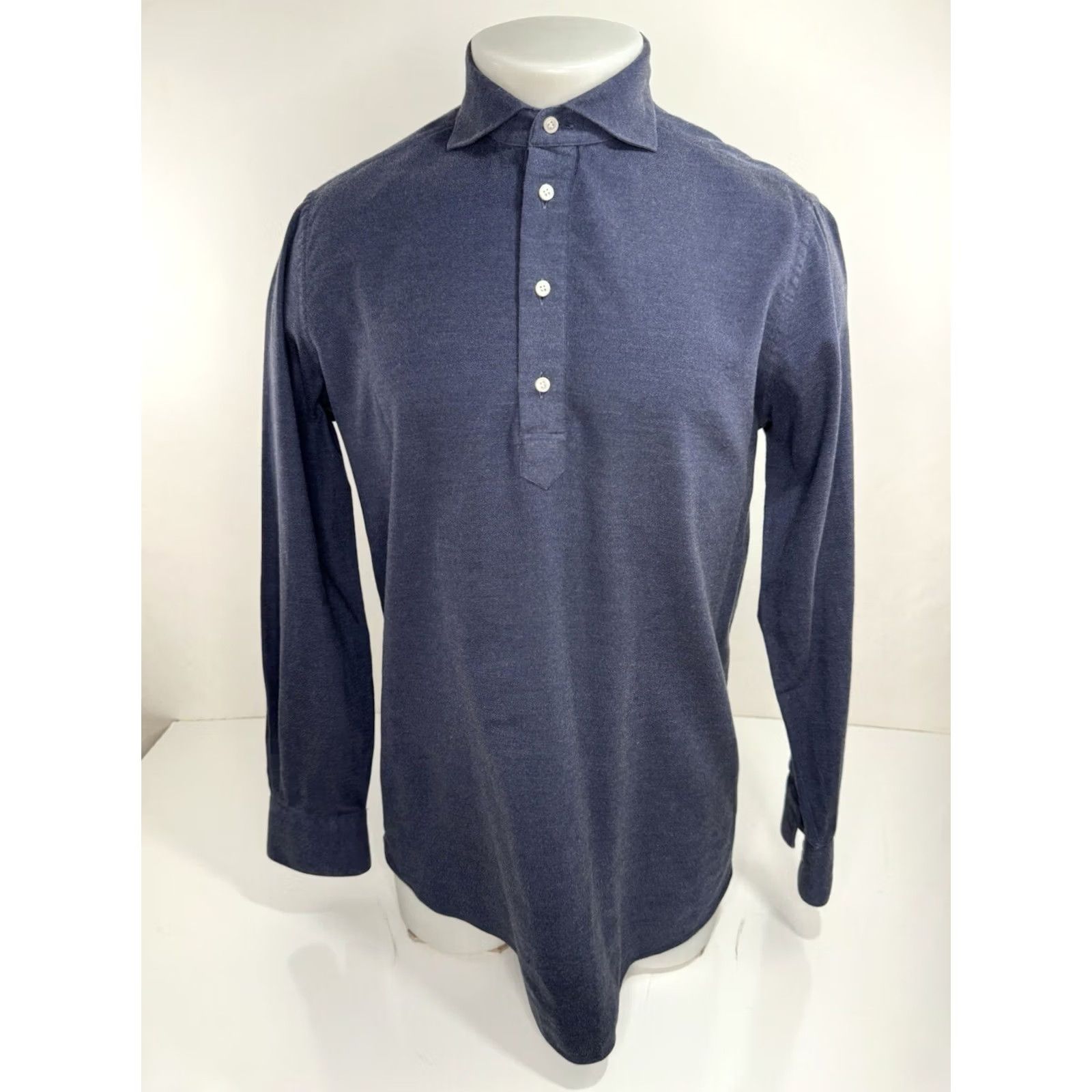 Suitsupply Suitsupply - Mens L Slim Fit Pullover Shirt Shirt Long Sleeve Blue Slimming Button-Up Mens L Blue Size US L / EU 52-54 / 3 - 2 Thumbnail