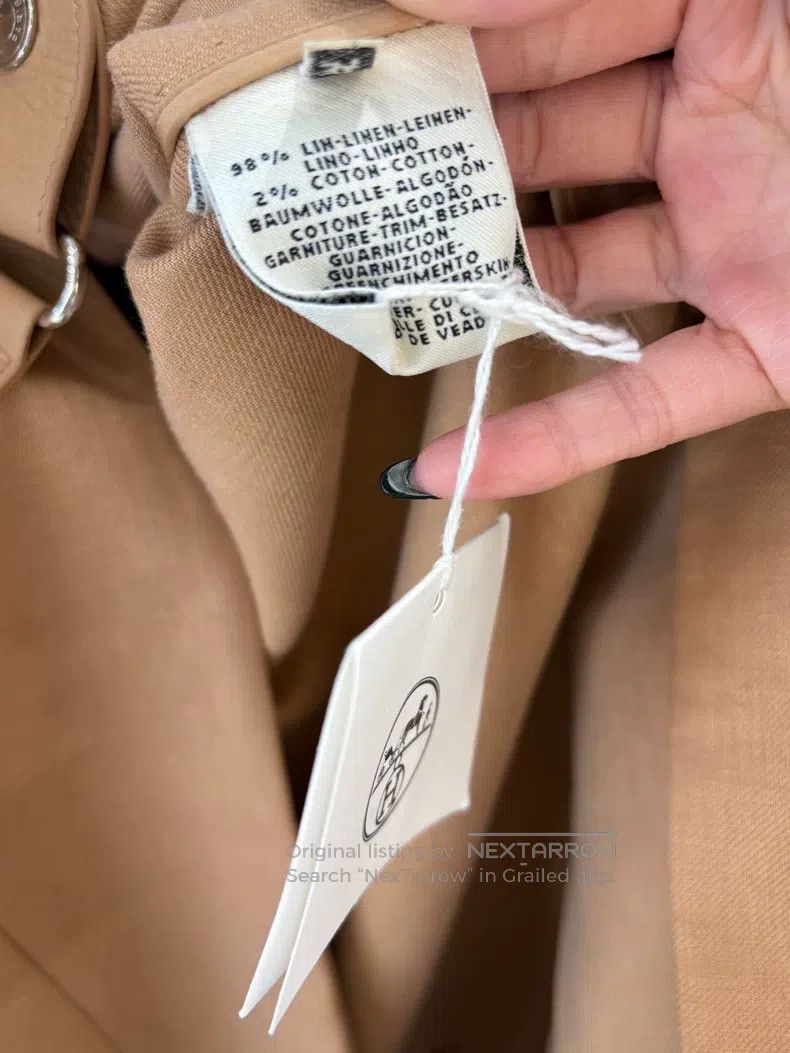 Hermes Hermes Light Khaki Coarse Linen Two-Pocket Coat Size XXS / US 00 / IT 34 - 5 Thumbnail