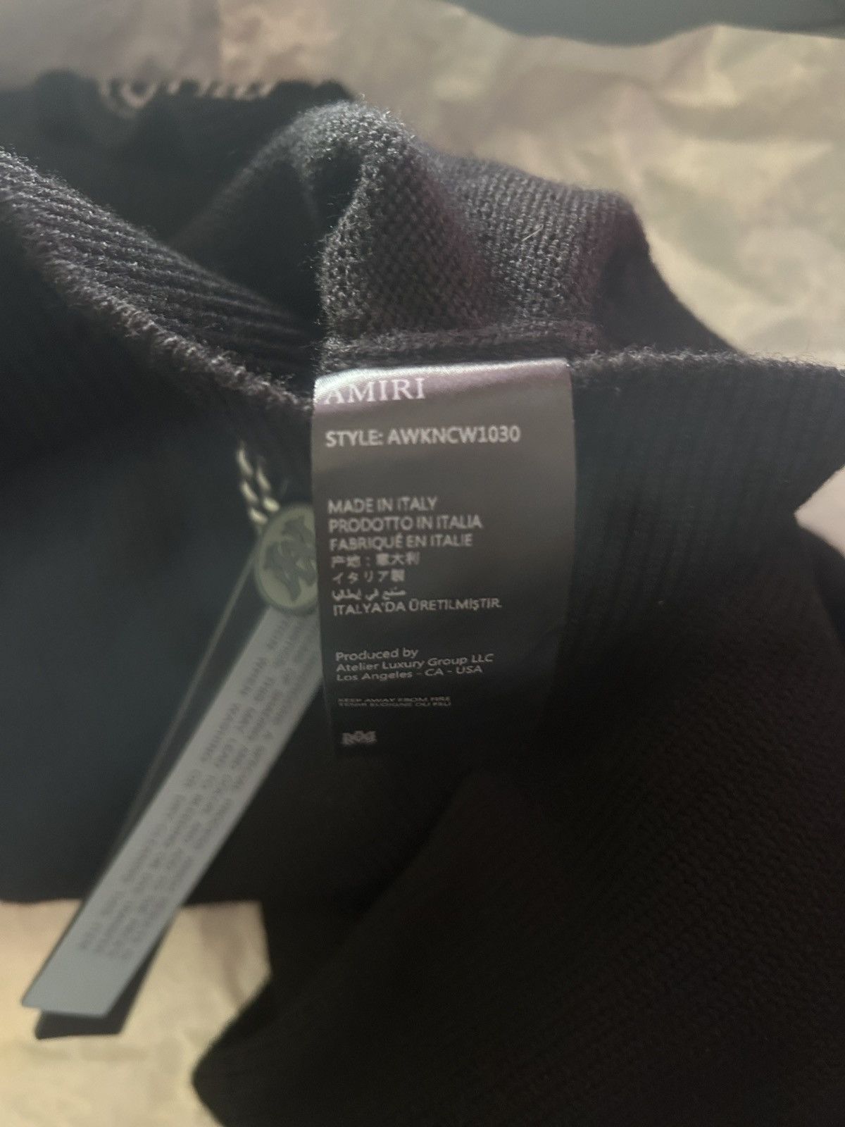 Amiri AMIRI Black Crewneck Sweater with White Monogram Size S / US 4 / IT 40 - 13 Thumbnail